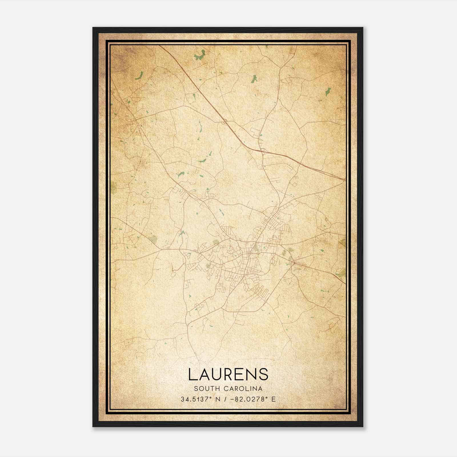 Vintage Laurens South Carolina Map Poster, Modern Home Decor Wall Art Print Vintage Laurens South Carolina Map Poster, Modern Home Decor Wall Art Print