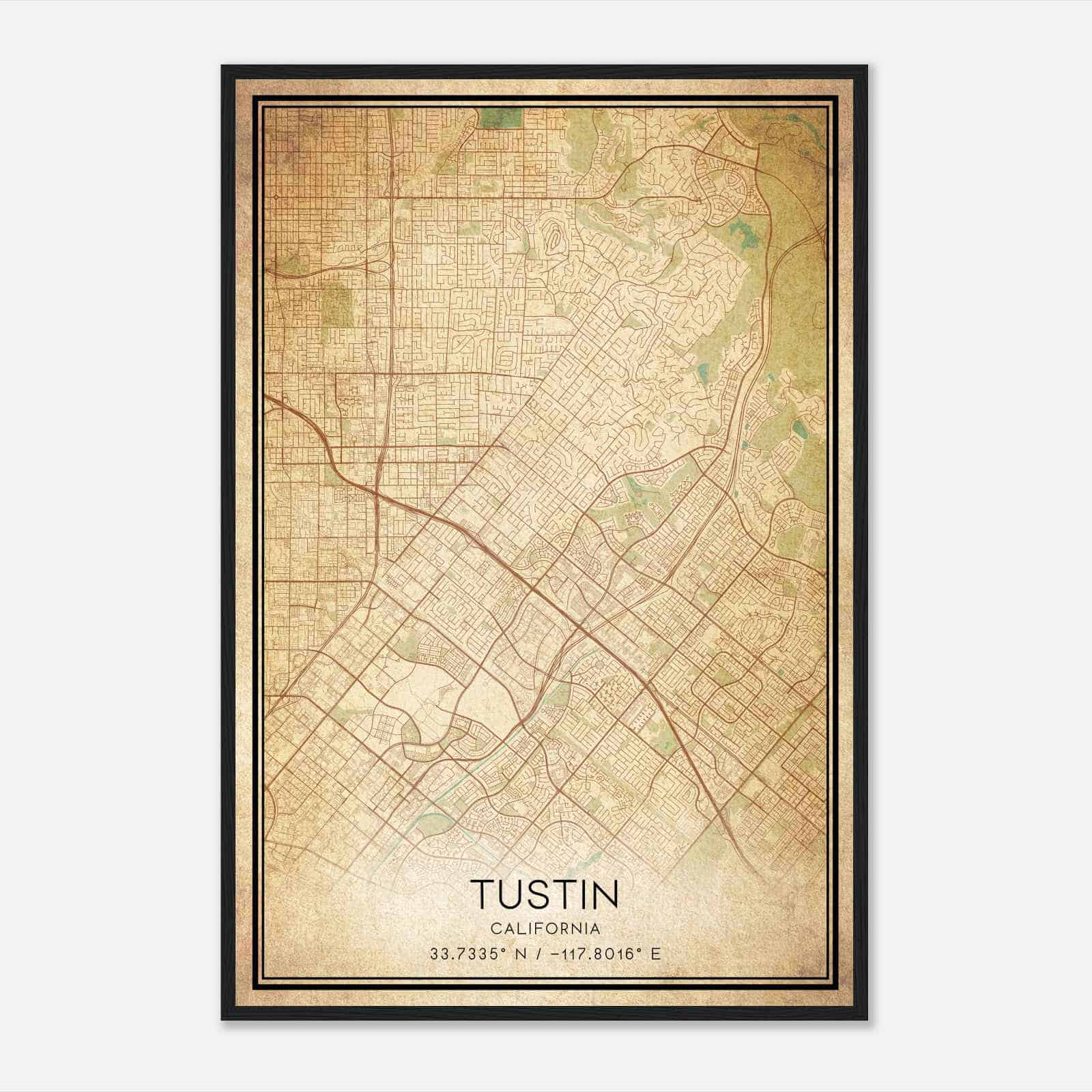 Vintage Tustin California Map Poster, Modern Home Decor Wall Art Print