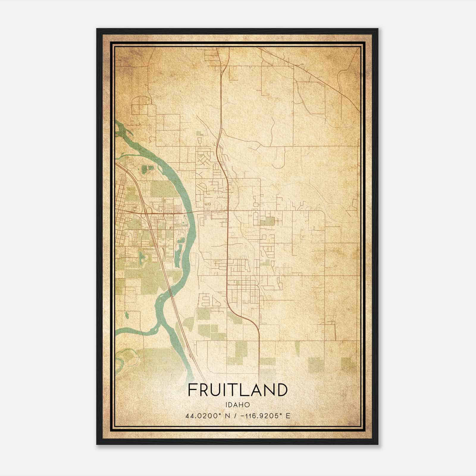Vintage Fruitland Idaho Map Poster, Modern Home Decor Wall Art Print