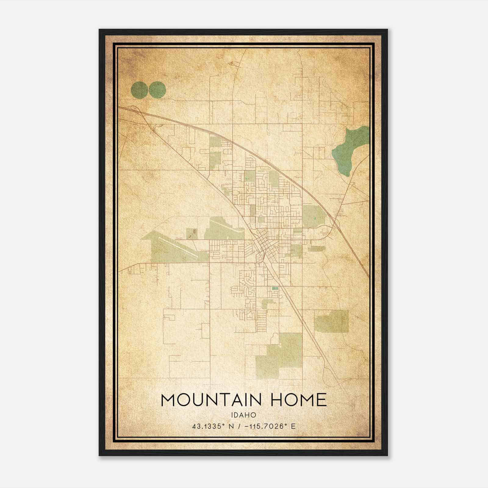 Vintage Mountain Home Idaho Map Poster, Modern Home Decor Wall Art Print