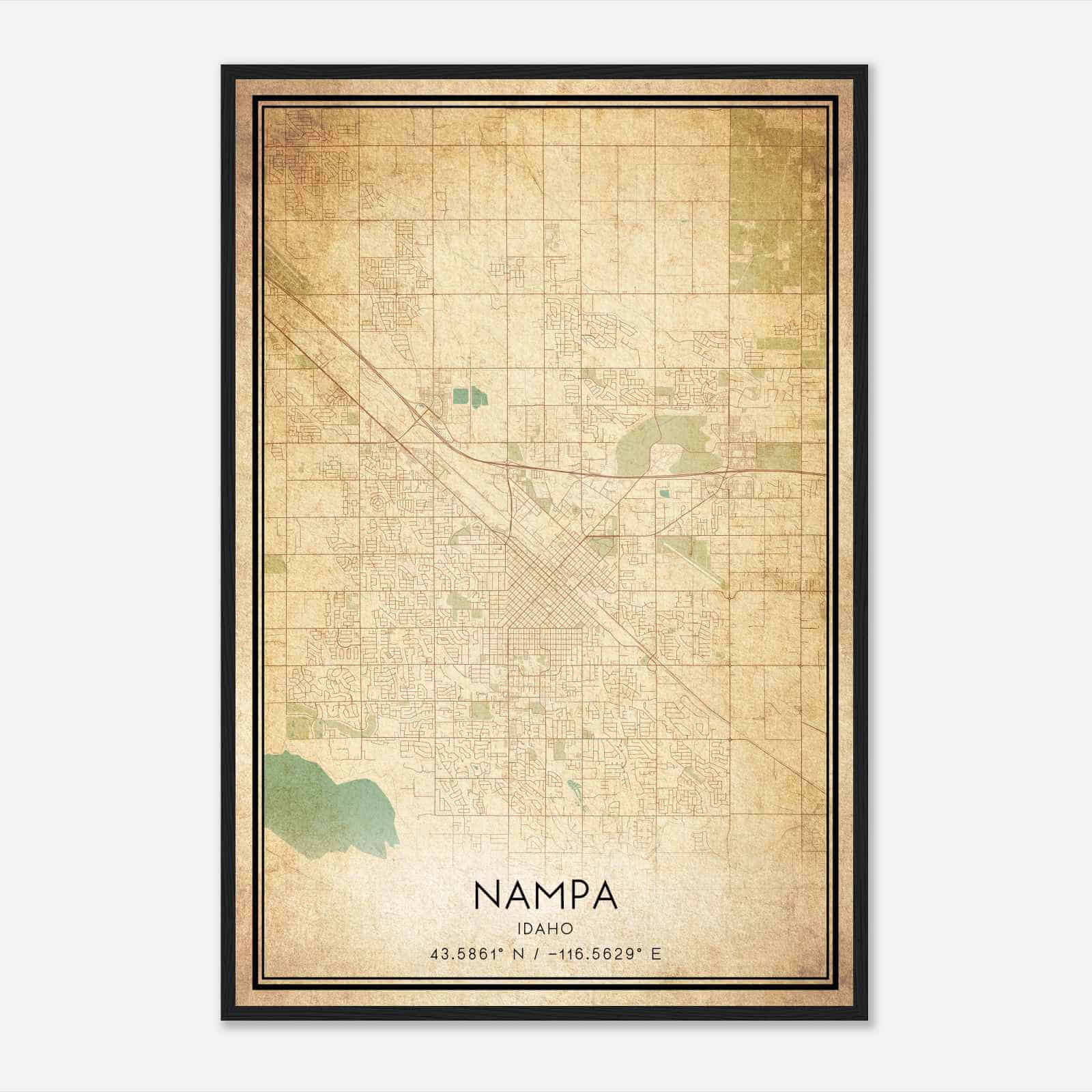 Vintage Nampa Idaho Map Poster, Modern Home Decor Wall Art Print