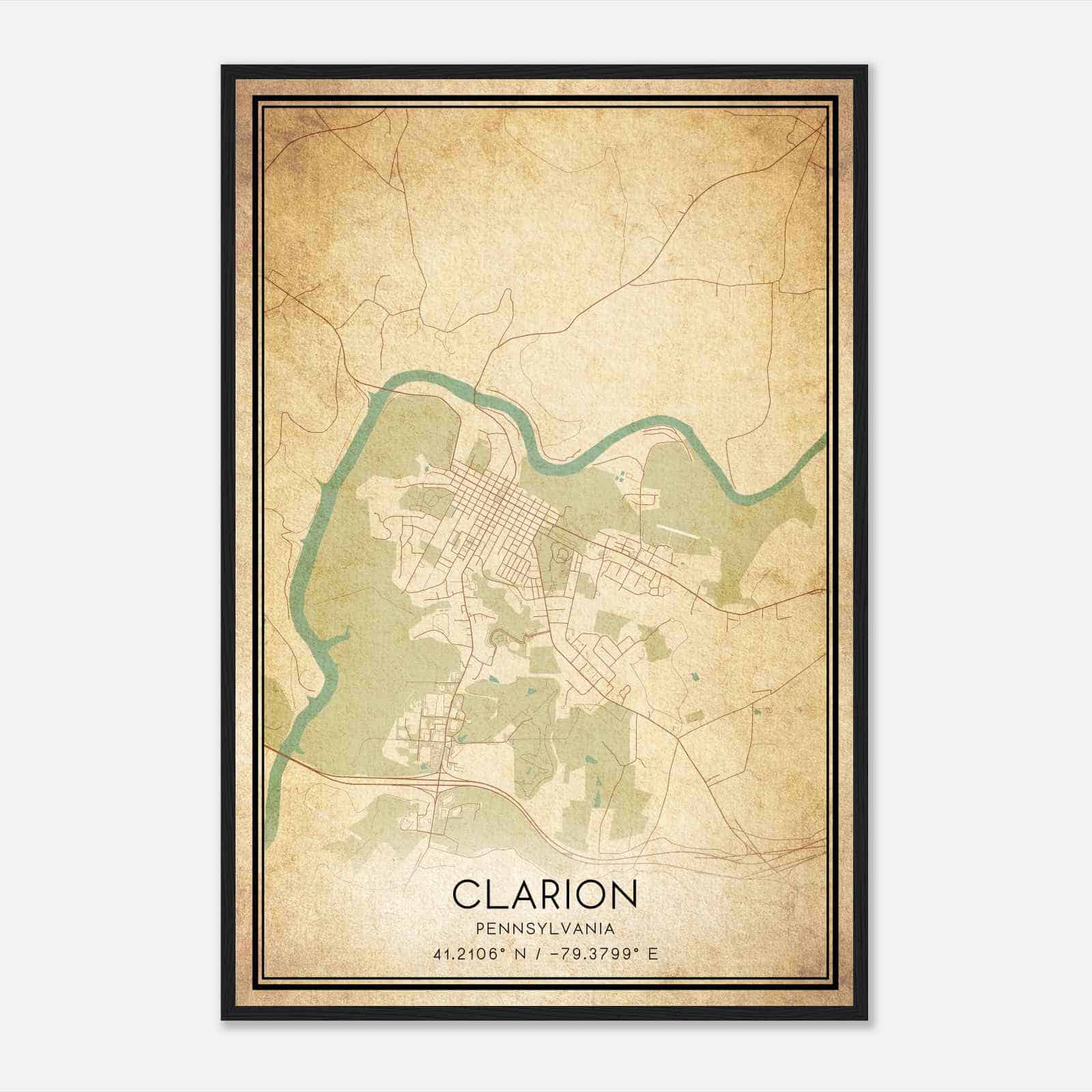 Vintage Clarion Pennsylvania Map Poster, Modern Home Decor Wall Art Print Vintage Clarion Pennsylvania Map Poster, Modern Home Decor Wall Art Print