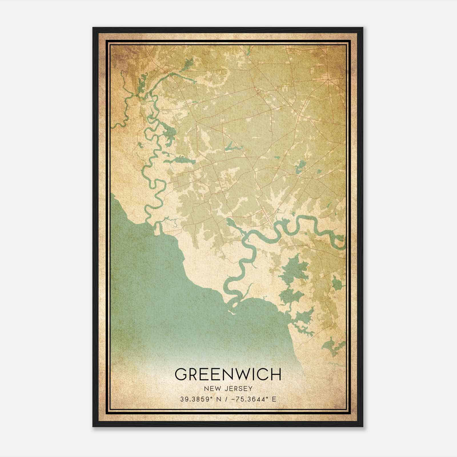 Vintage Greenwich New Jersey Map Poster, Modern Home Decor Wall Art Print Vintage Greenwich New Jersey Map Poster, Modern Home Decor Wall Art Print