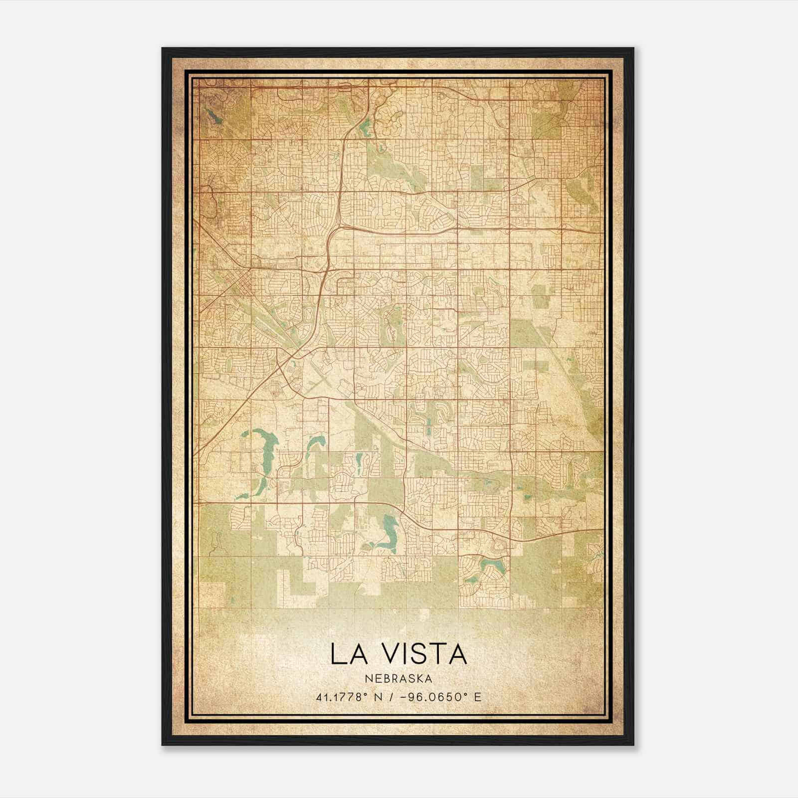 Vintage La Vista Nebraska Map Poster, Modern Home Decor Wall Art Print