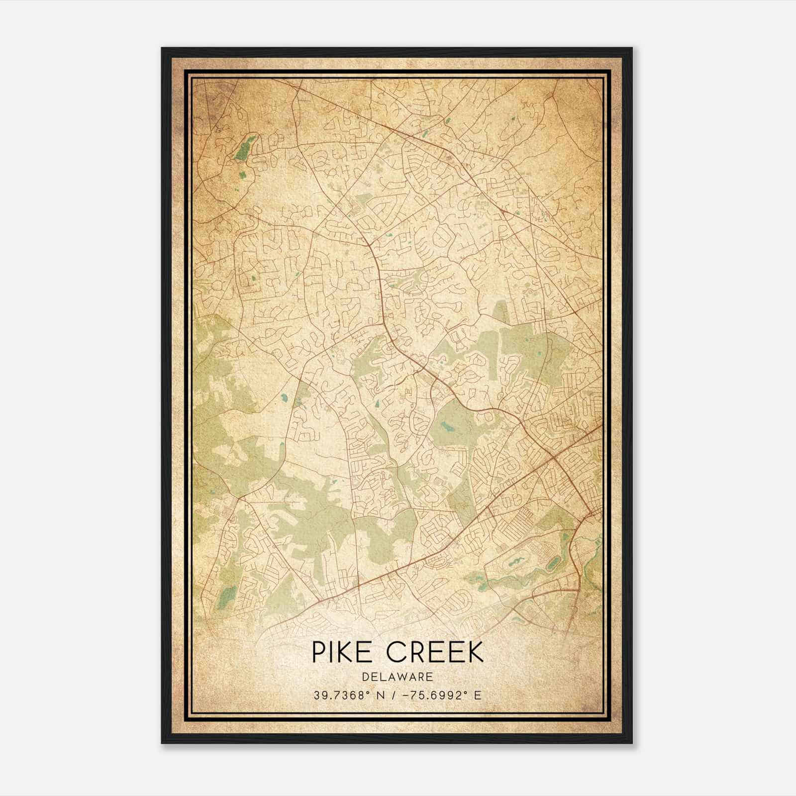 Vintage Pike Creek Delaware Map Poster, Modern Home Decor Wall Art Print