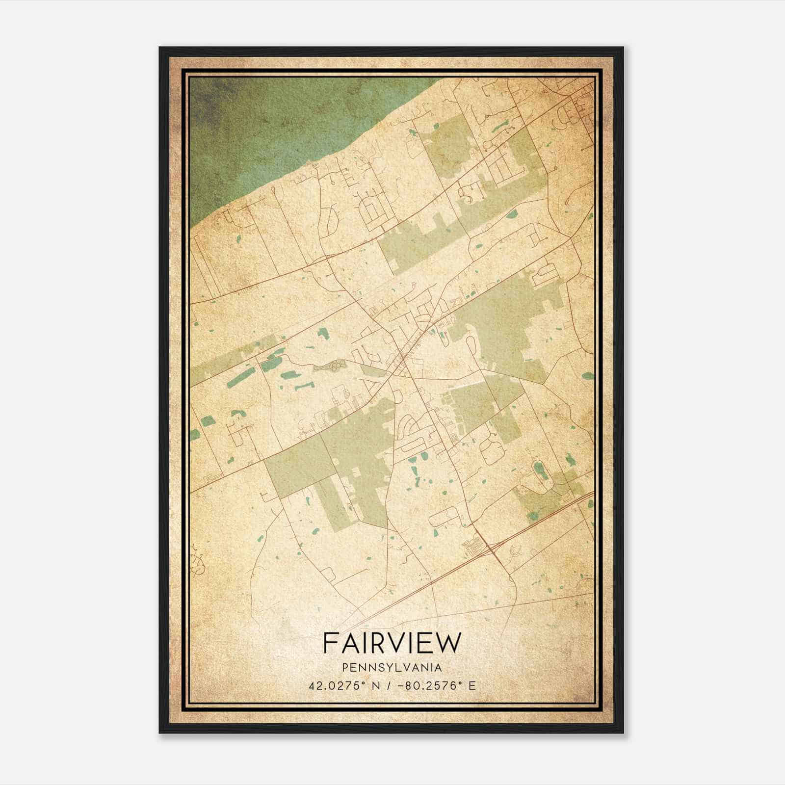 Vintage Fairview Pennsylvania Map Poster, Modern Home Decor Wall Art Print Vintage Fairview Pennsylvania Map Poster, Modern Home Decor Wall Art Print