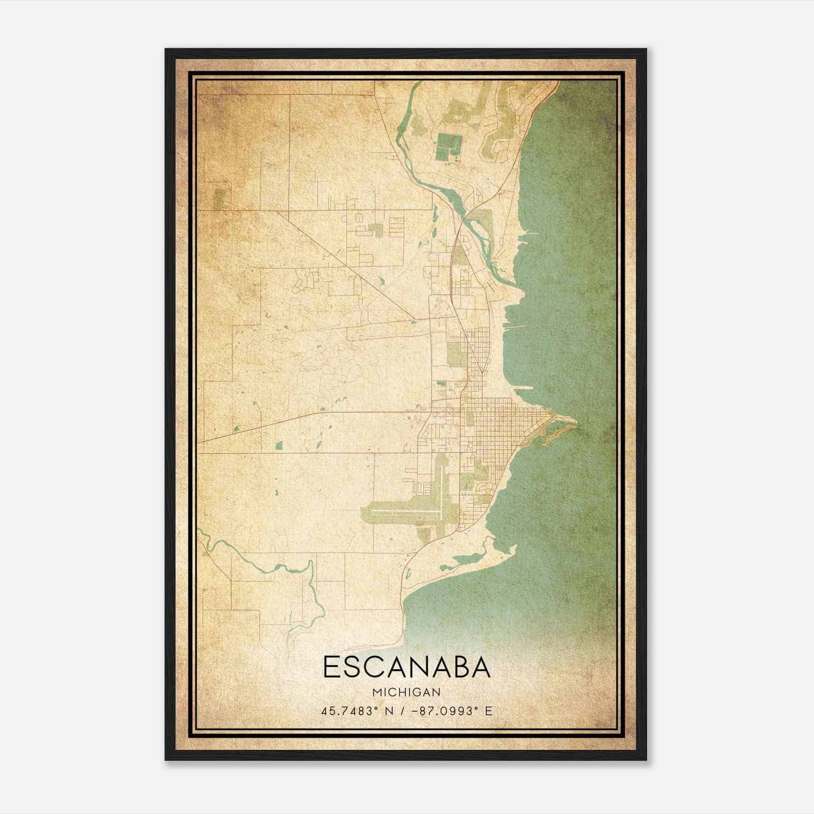 Vintage Escanaba Michigan Map Poster, Modern Home Decor Wall Art Print Vintage Escanaba Michigan Map Poster, Modern Home Decor Wall Art Print
