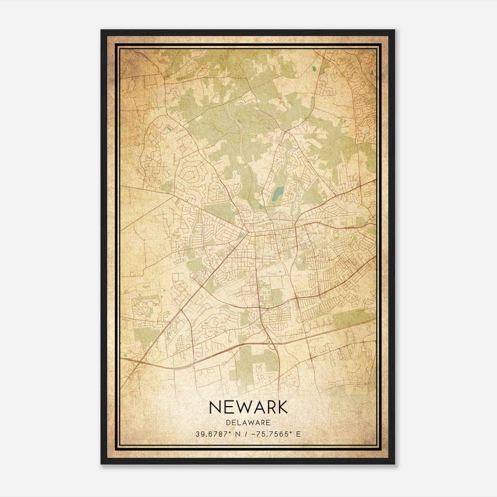 Vintage Newark Delaware Map Poster, Modern Home Decor Wall Art Print