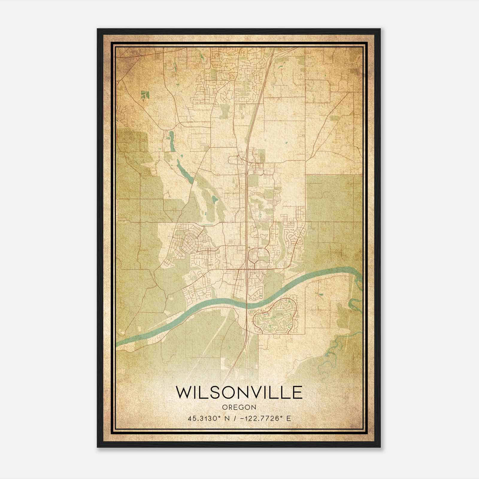 Vintage Wilsonville Oregon Map Poster, Modern Home Decor Wall Art Print