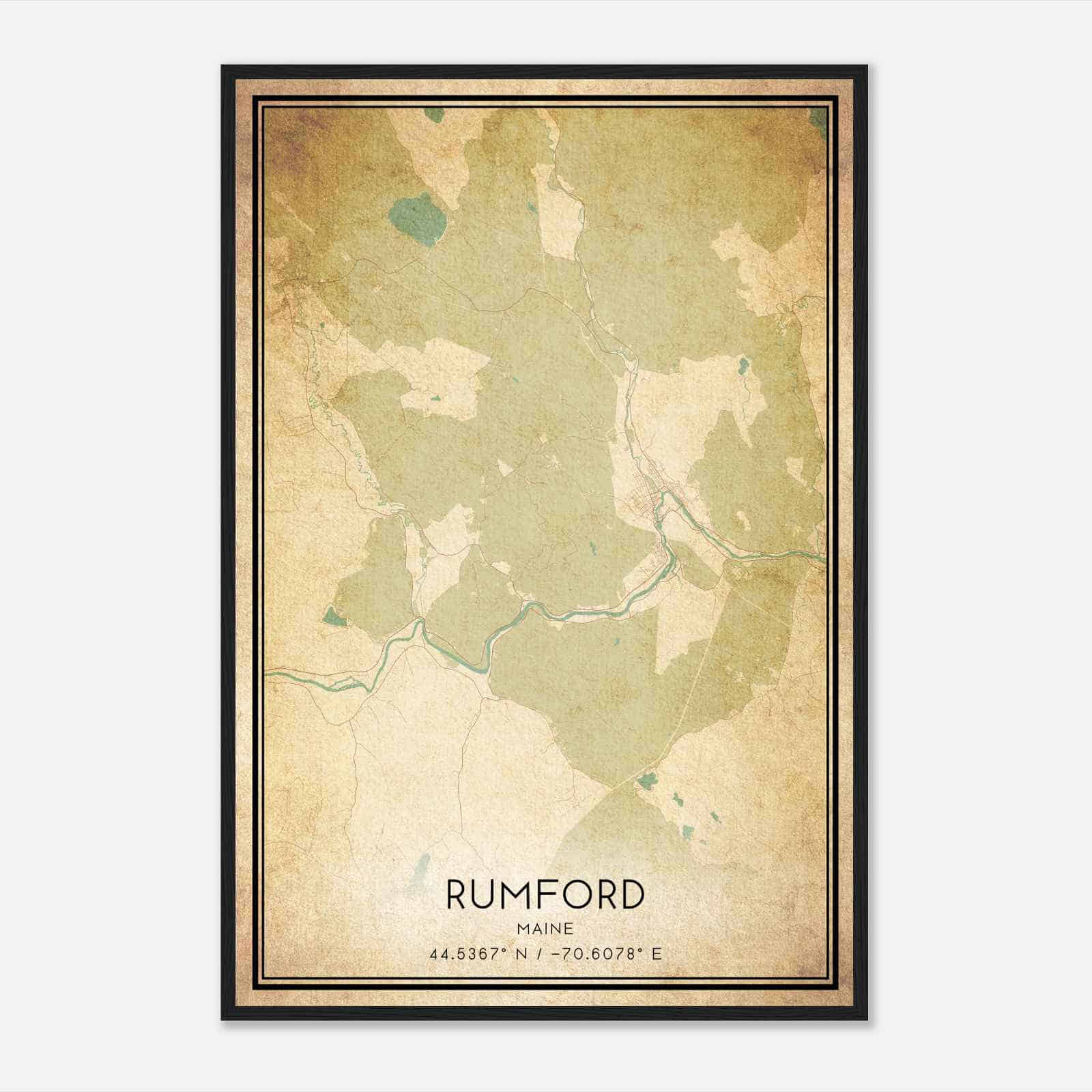 Vintage Rumford Maine Map Poster, Modern Home Decor Wall Art Print