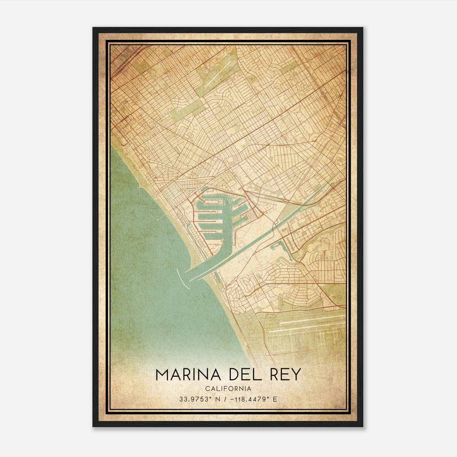 Vintage Marina Del Rey California Map Poster, Modern Home Decor Wall Art Print Vintage Marina Del Rey California Map Poster, Modern Home Decor Wall Art Print