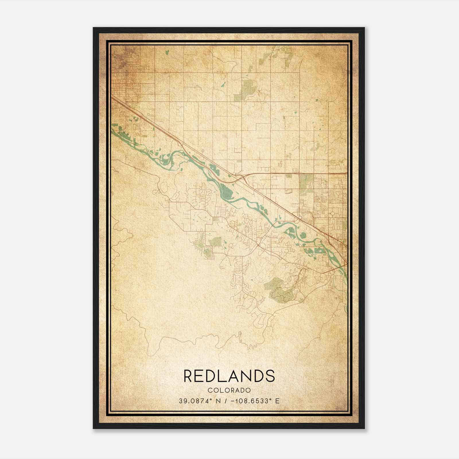 Vintage Redlands Colorado Map Poster, Modern Home Decor Wall Art Print