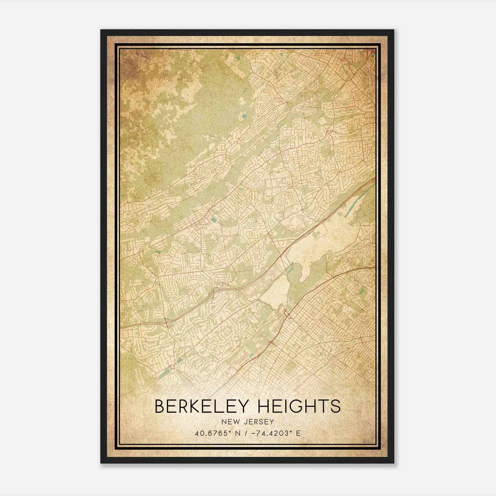 Vintage Berkeley Heights New Jersey Map Poster, Modern Home Decor Wall Art Print Vintage Berkeley Heights New Jersey Map Poster, Modern Home Decor Wall Art Print