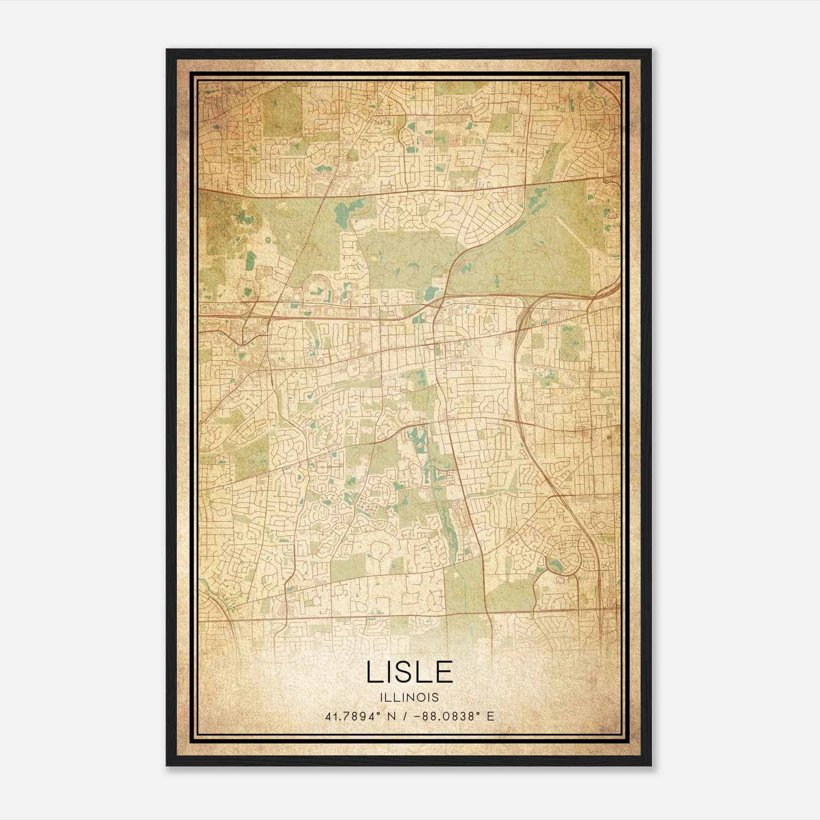 Vintage Lisle Illinois Map Poster, Modern Home Decor Wall Art Print Vintage Lisle Illinois Map Poster, Modern Home Decor Wall Art Print