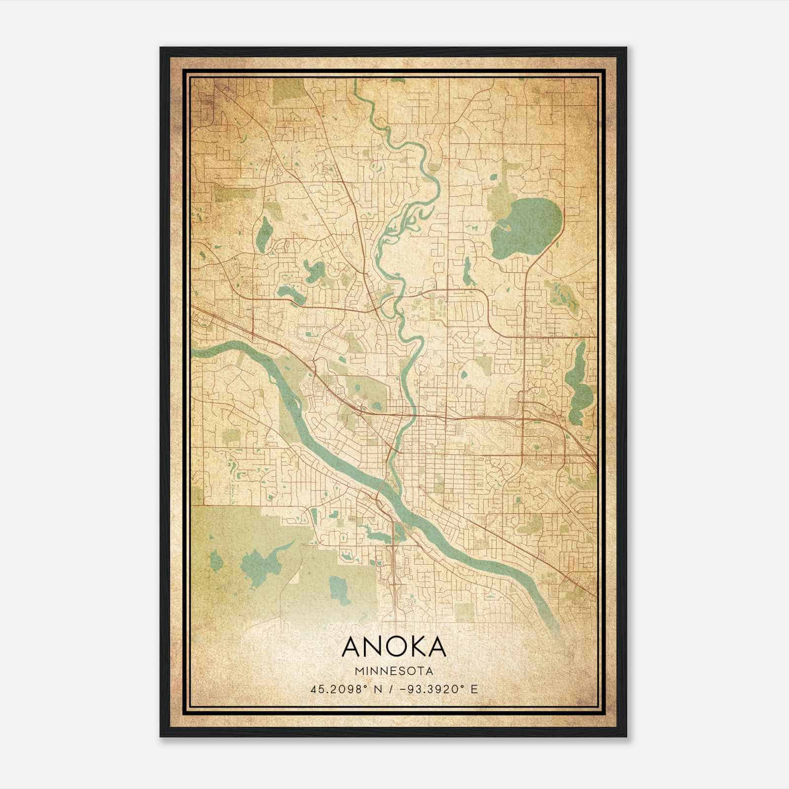 Vintage Anoka Minnesota Map Poster, Modern Home Decor Wall Art Print Vintage Anoka Minnesota Map Poster, Modern Home Decor Wall Art Print