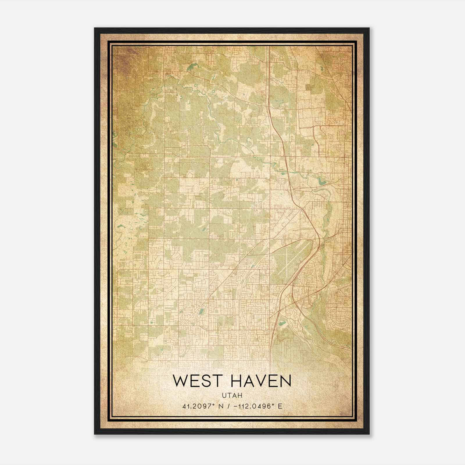 Vintage West Haven Utah Map Poster, Modern Home Decor Wall Art Print