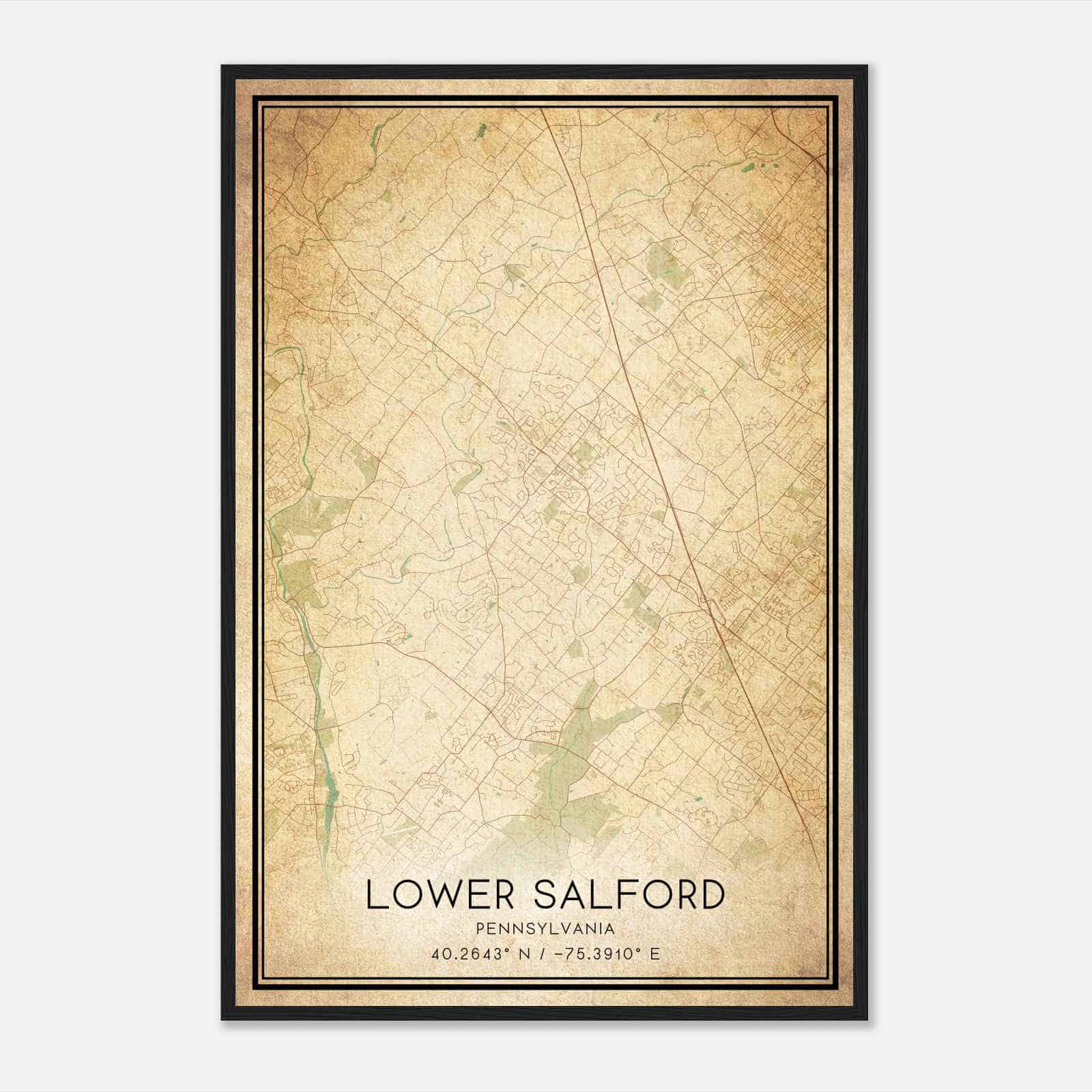 Vintage Lower Salford Pennsylvania Map Poster, Modern Home Decor Wall Art Print