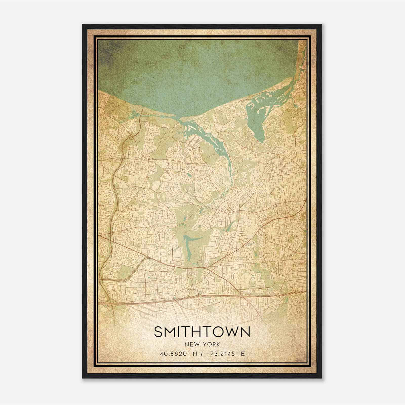 Vintage Smithtown New York Map Poster, Modern Home Decor Wall Art Print