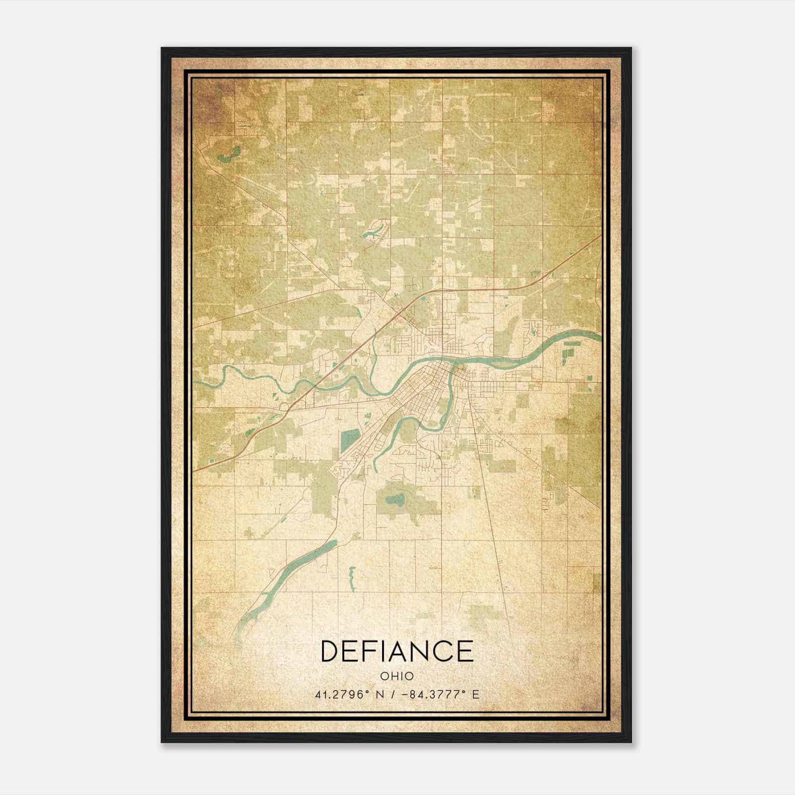 Vintage Defiance Ohio Map Poster, Modern Home Decor Wall Art Print Vintage Defiance Ohio Map Poster, Modern Home Decor Wall Art Print