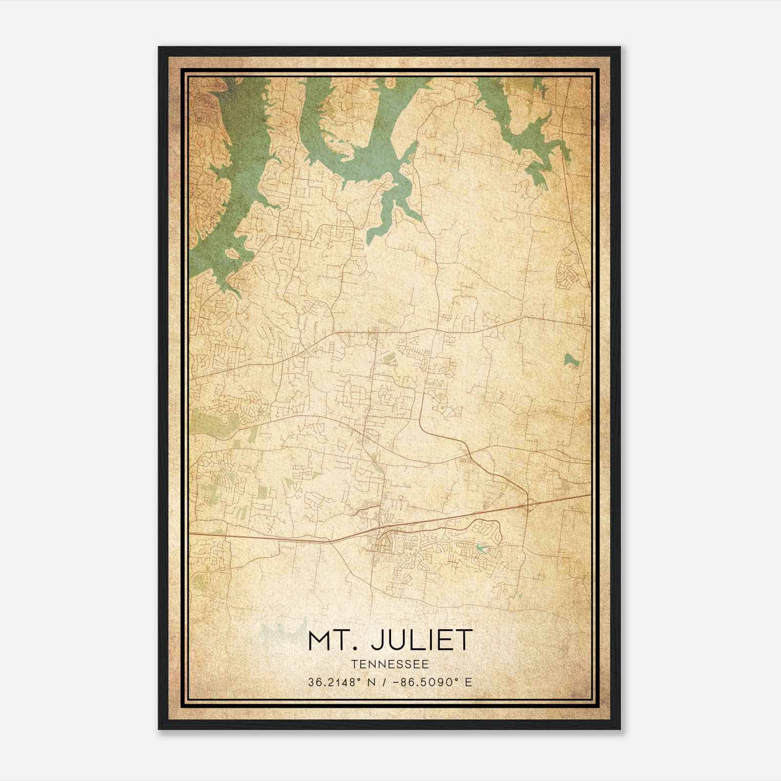 Vintage Mt. Juliet Tennessee Map Poster, Modern Home Decor Wall Art Print Vintage Mt. Juliet Tennessee Map Poster, Modern Home Decor Wall Art Print