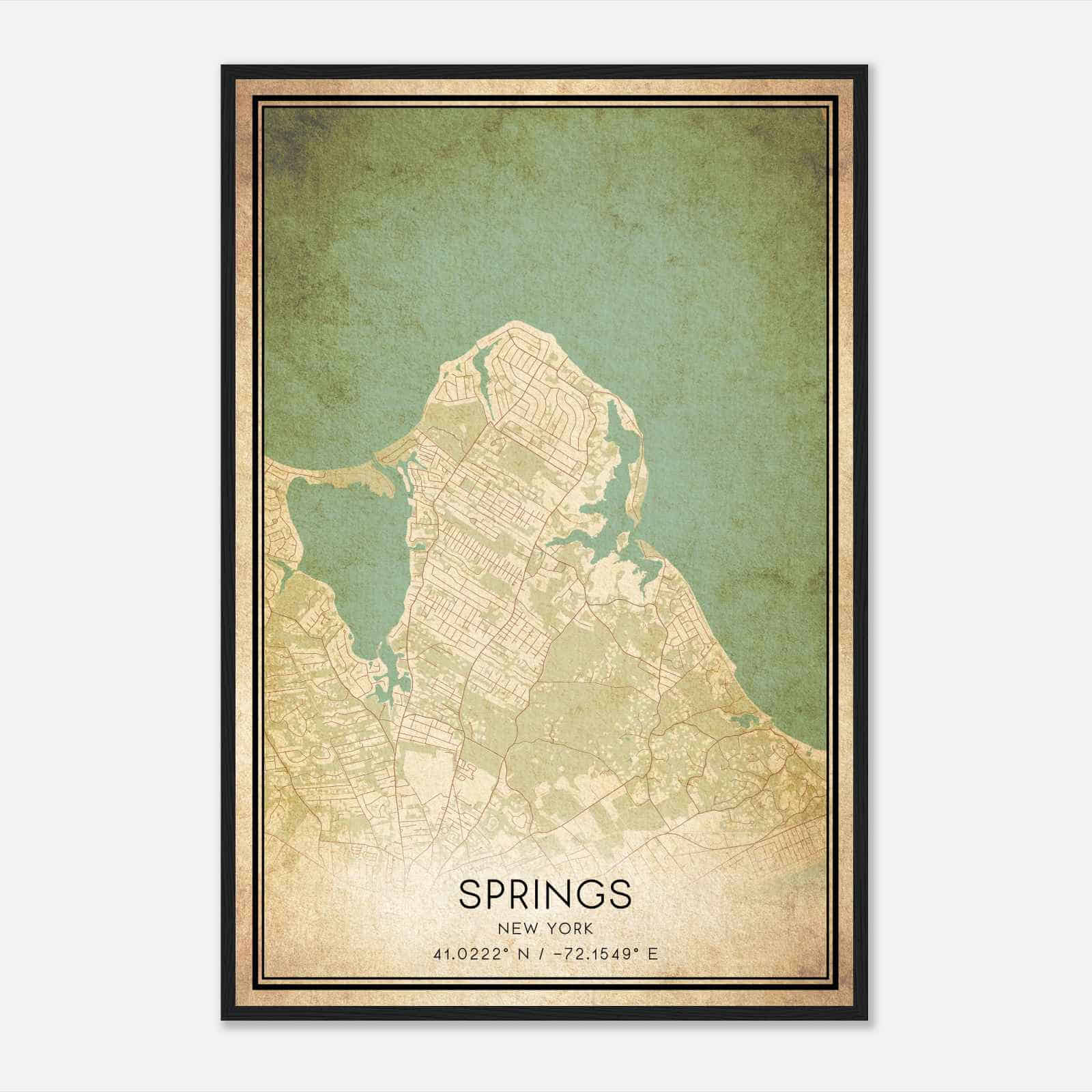 Vintage Springs New York Map Poster, Modern Home Decor Wall Art Print