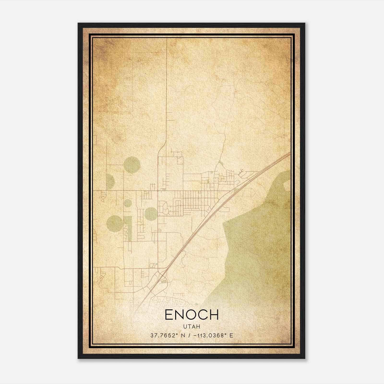 Vintage Enoch Utah Map Poster, Modern Home Decor Wall Art Print