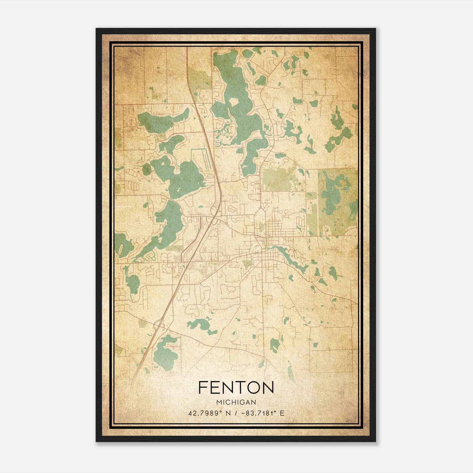 Vintage Fenton Michigan Map Poster, Modern Home Decor Wall Art Print Vintage Fenton Michigan Map Poster, Modern Home Decor Wall Art Print