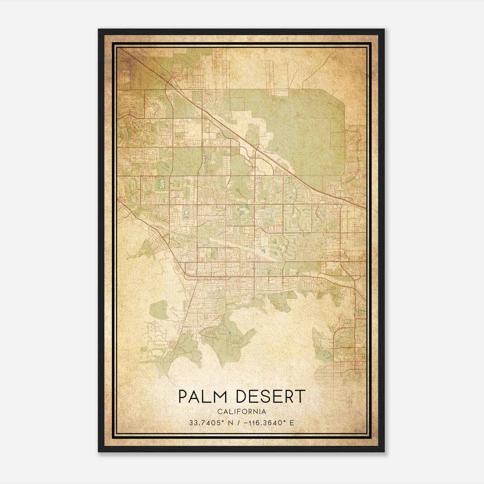 Vintage Palm Desert California Map Poster, Modern Home Decor Wall Art Print