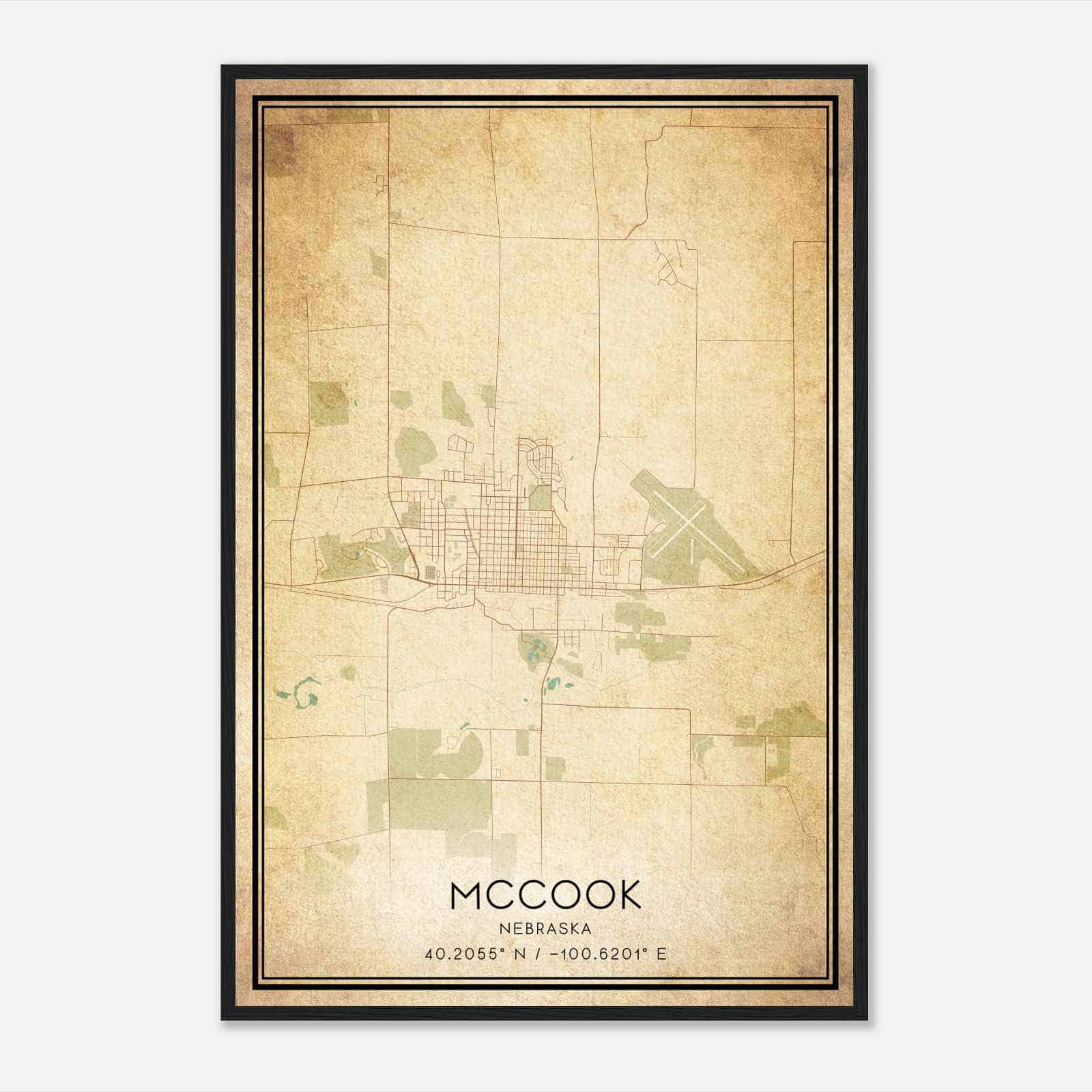 Vintage Mccook Nebraska Map Poster, Modern Home Decor Wall Art Print Vintage Mccook Nebraska Map Poster, Modern Home Decor Wall Art Print