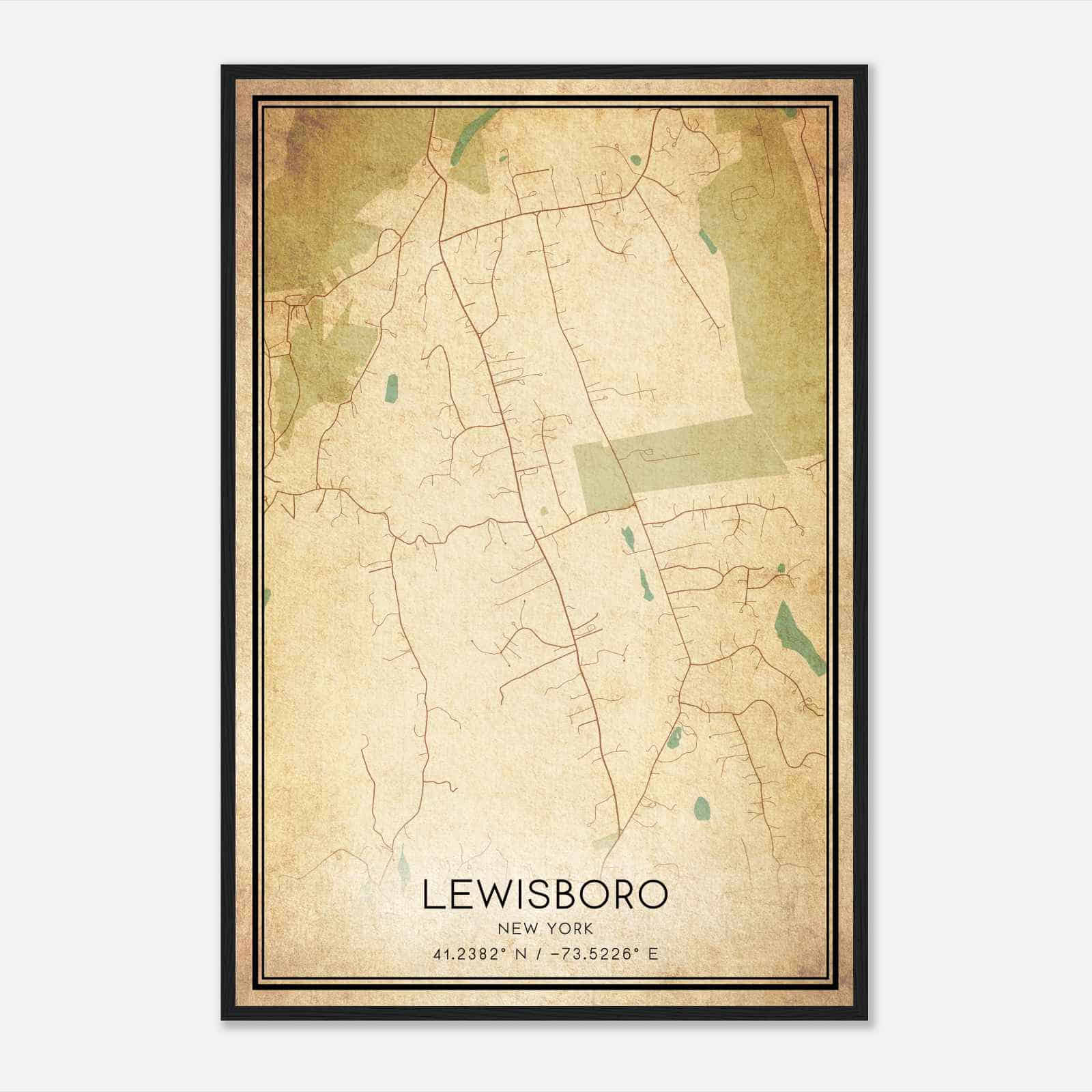 Vintage Lewisboro New York Map Poster, Modern Home Decor Wall Art Print