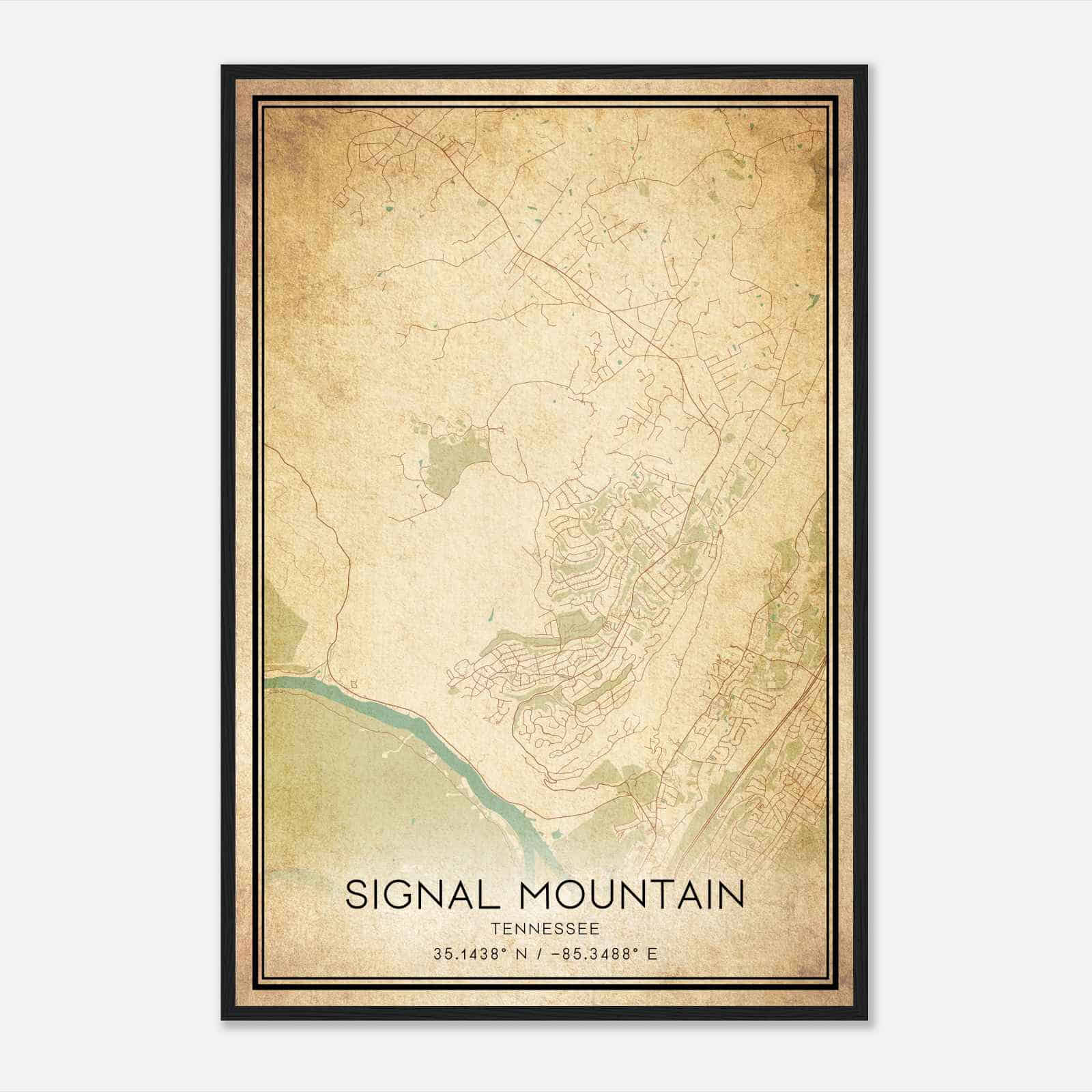 Vintage Signal Mountain Tennessee Map Poster, Modern Home Decor Wall Art Print