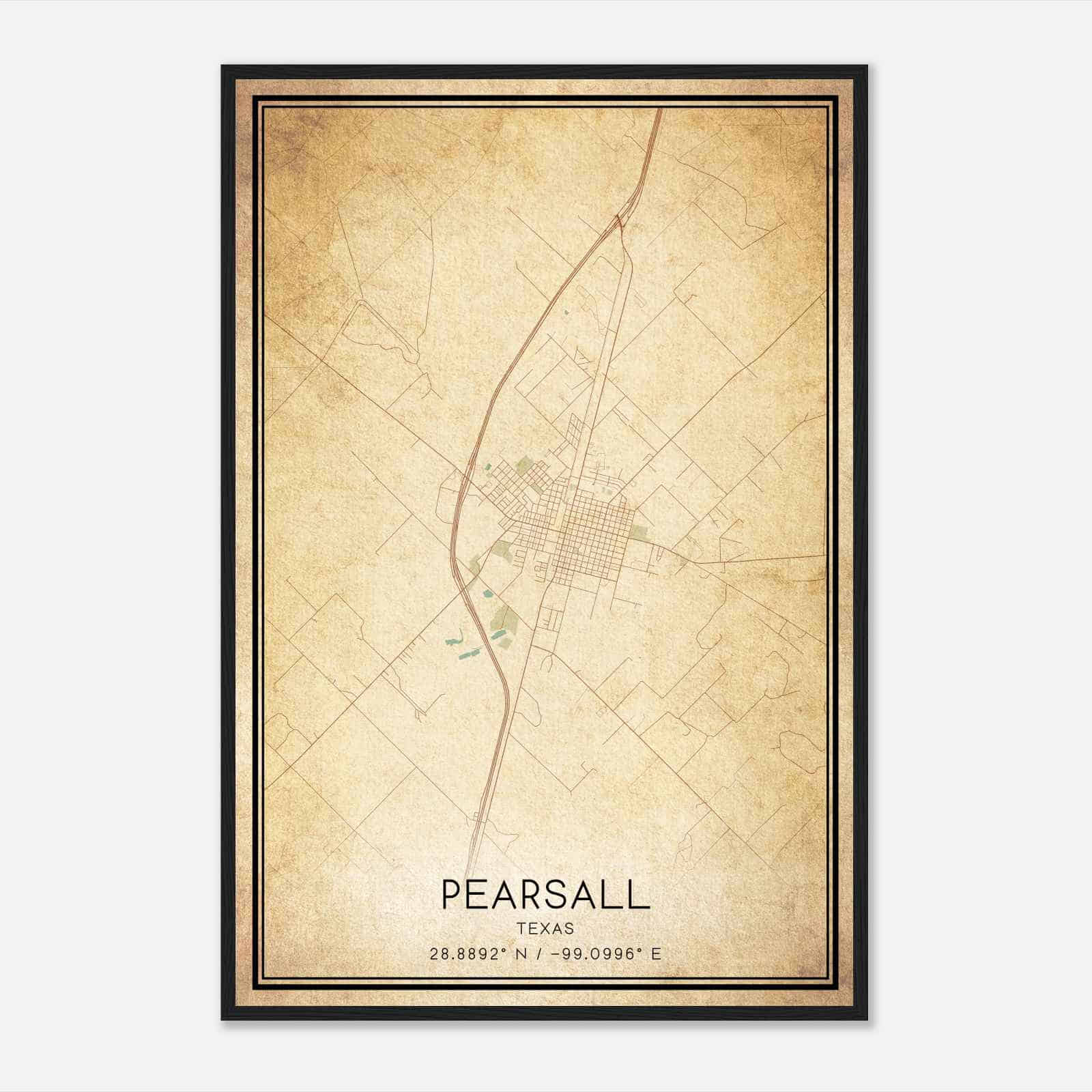 Vintage Pearsall Texas Map Poster, Modern Home Decor Wall Art Print
