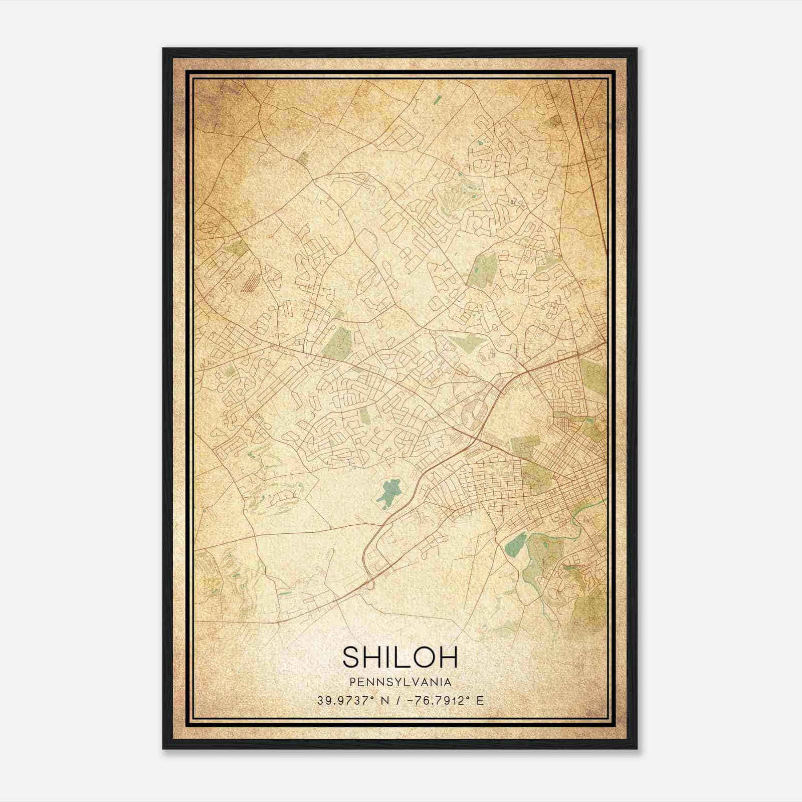 Vintage Shiloh Pennsylvania Map Poster, Modern Home Decor Wall Art Print