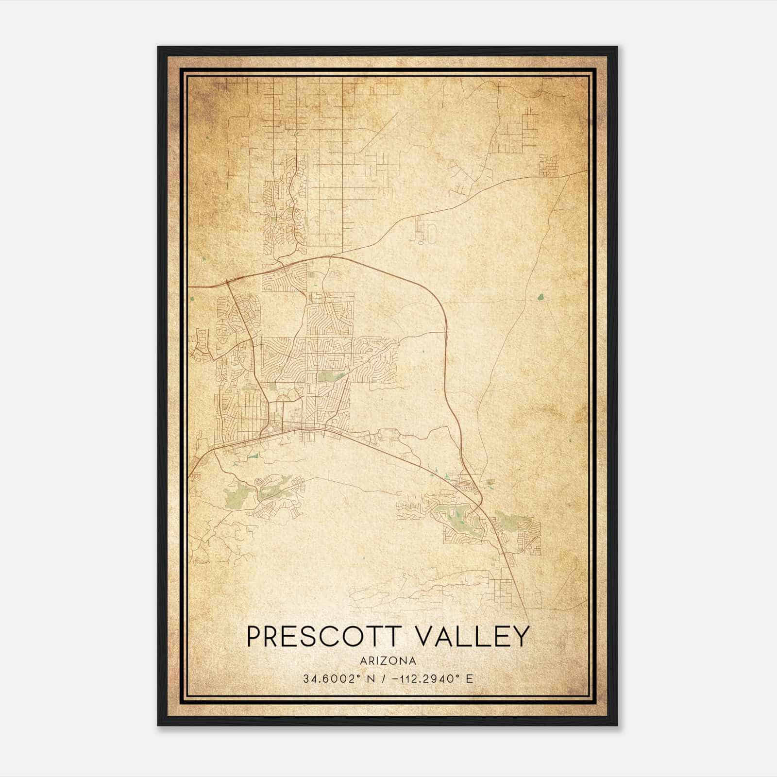Vintage Prescott Valley Arizona Map Poster, Modern Home Decor Wall Art Print