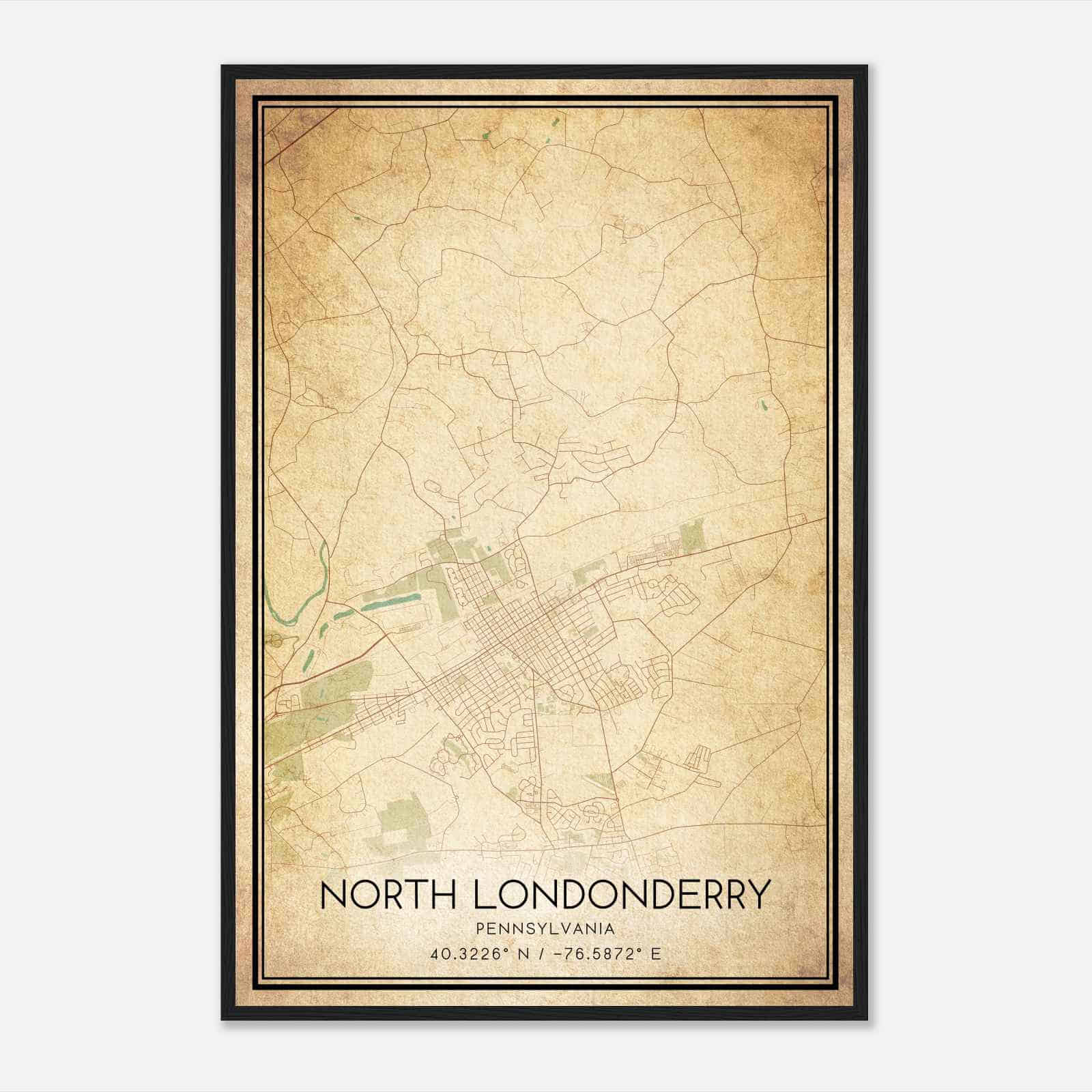 Vintage North Londonderry Pennsylvania Map Poster, Modern Home Decor Wall Art Print
