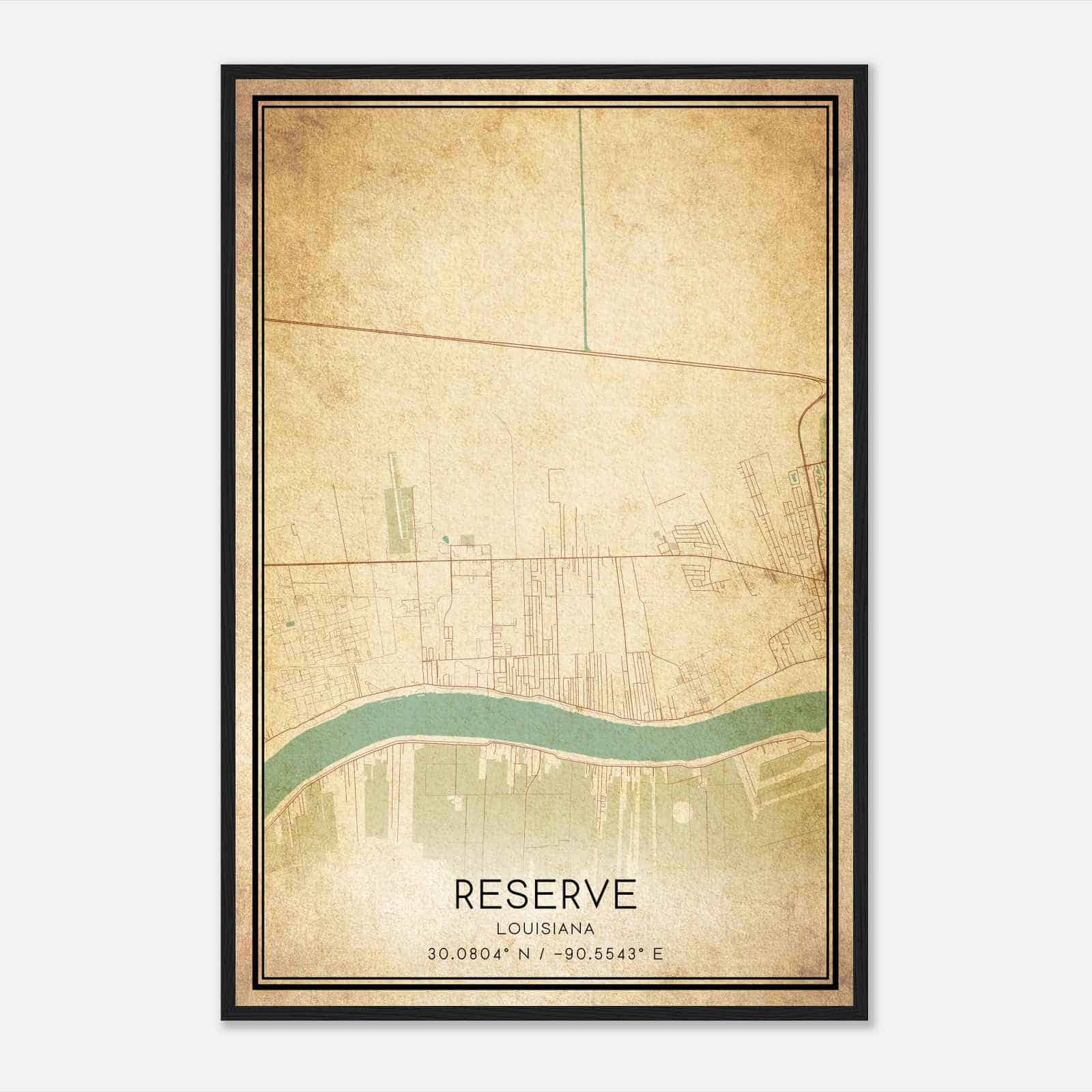 Vintage Reserve Louisiana Map Poster, Modern Home Decor Wall Art Print