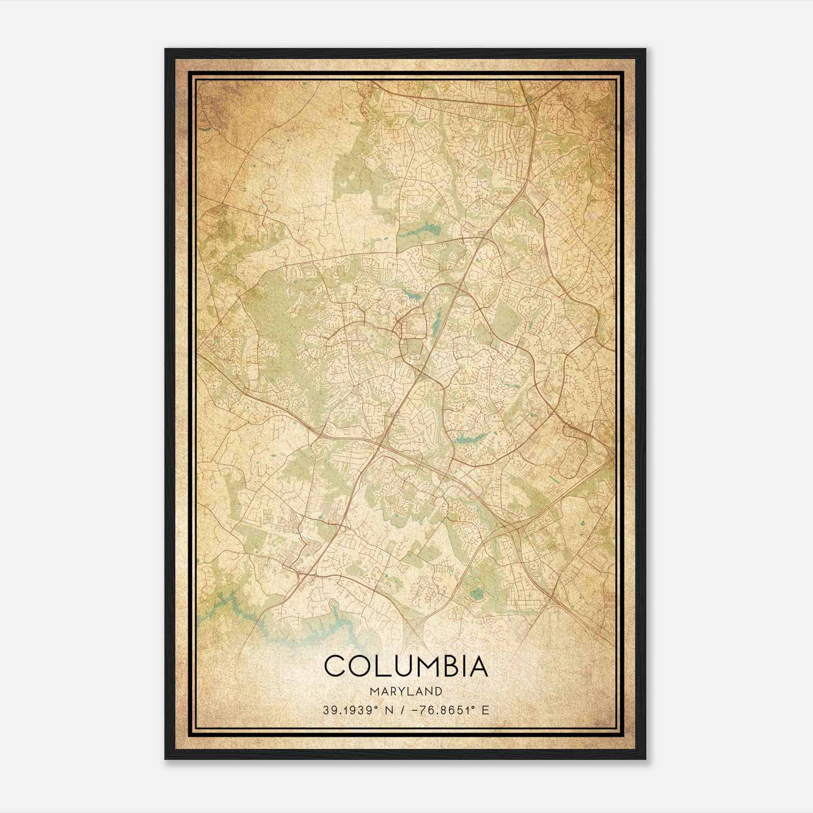 Vintage Columbia Maryland Map Poster, Modern Home Decor Wall Art Print Vintage Columbia Maryland Map Poster, Modern Home Decor Wall Art Print