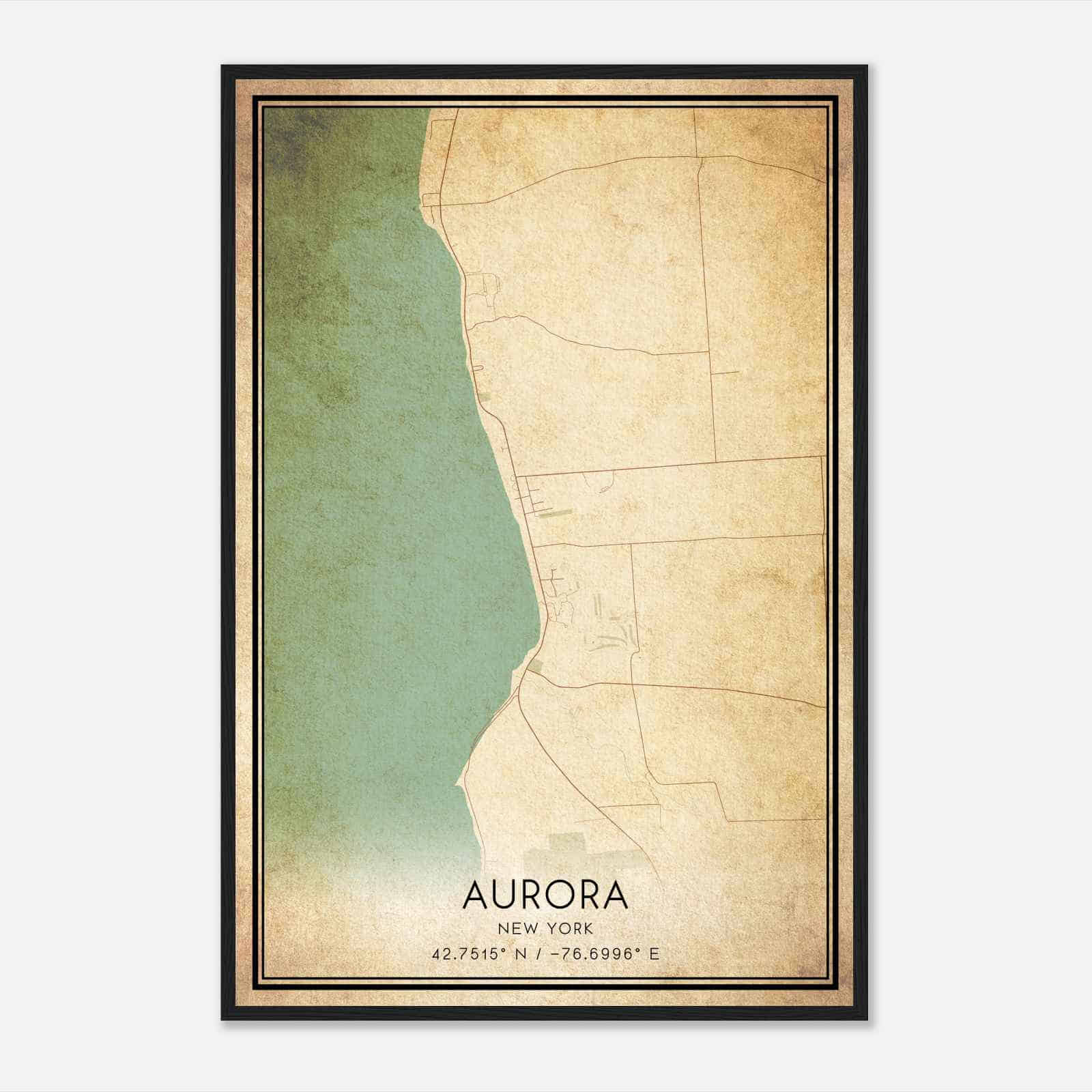 Vintage Aurora New York Map Poster, Modern Home Decor Wall Art Print Vintage Aurora New York Map Poster, Modern Home Decor Wall Art Print
