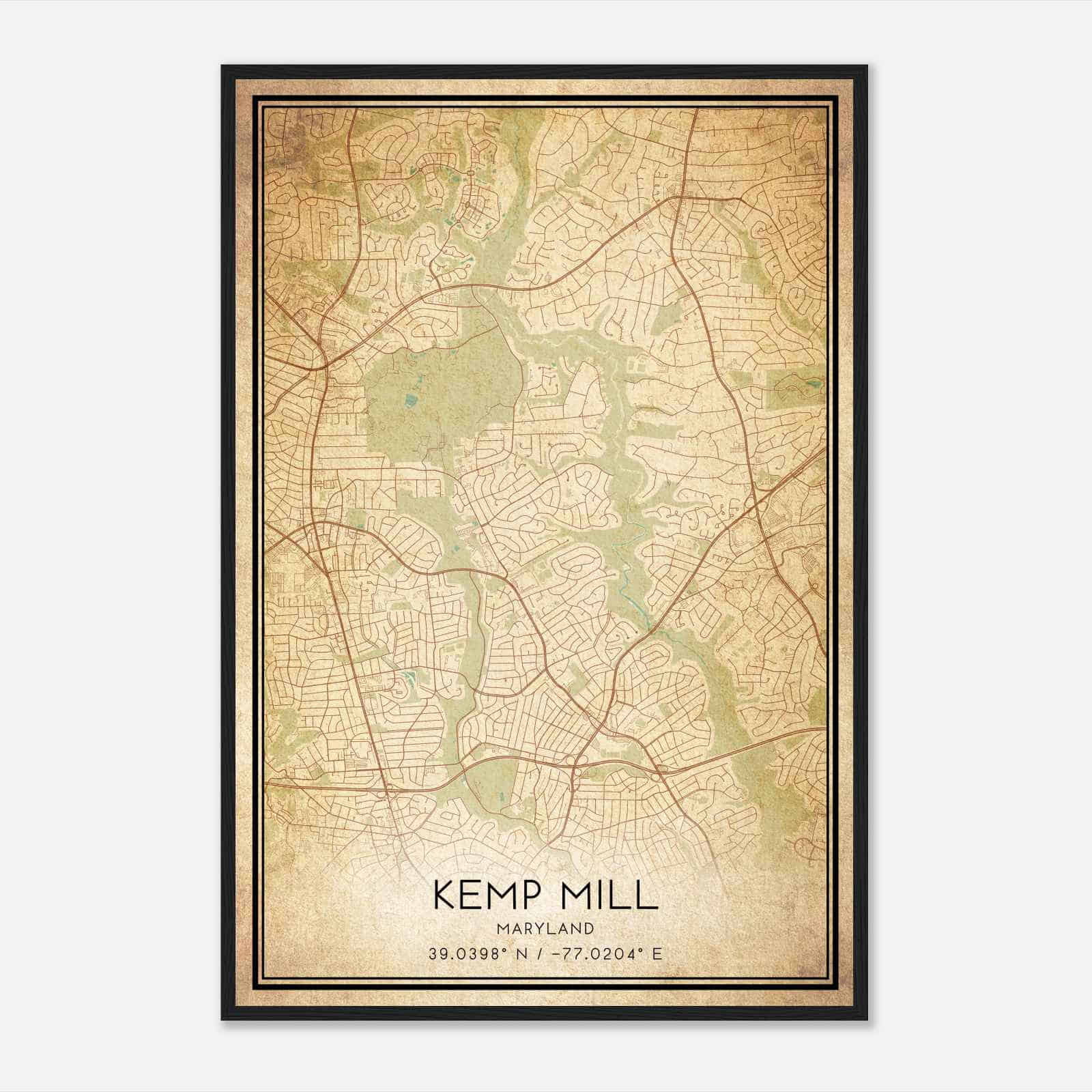 Vintage Kemp Mill Maryland Map Poster, Modern Home Decor Wall Art Print