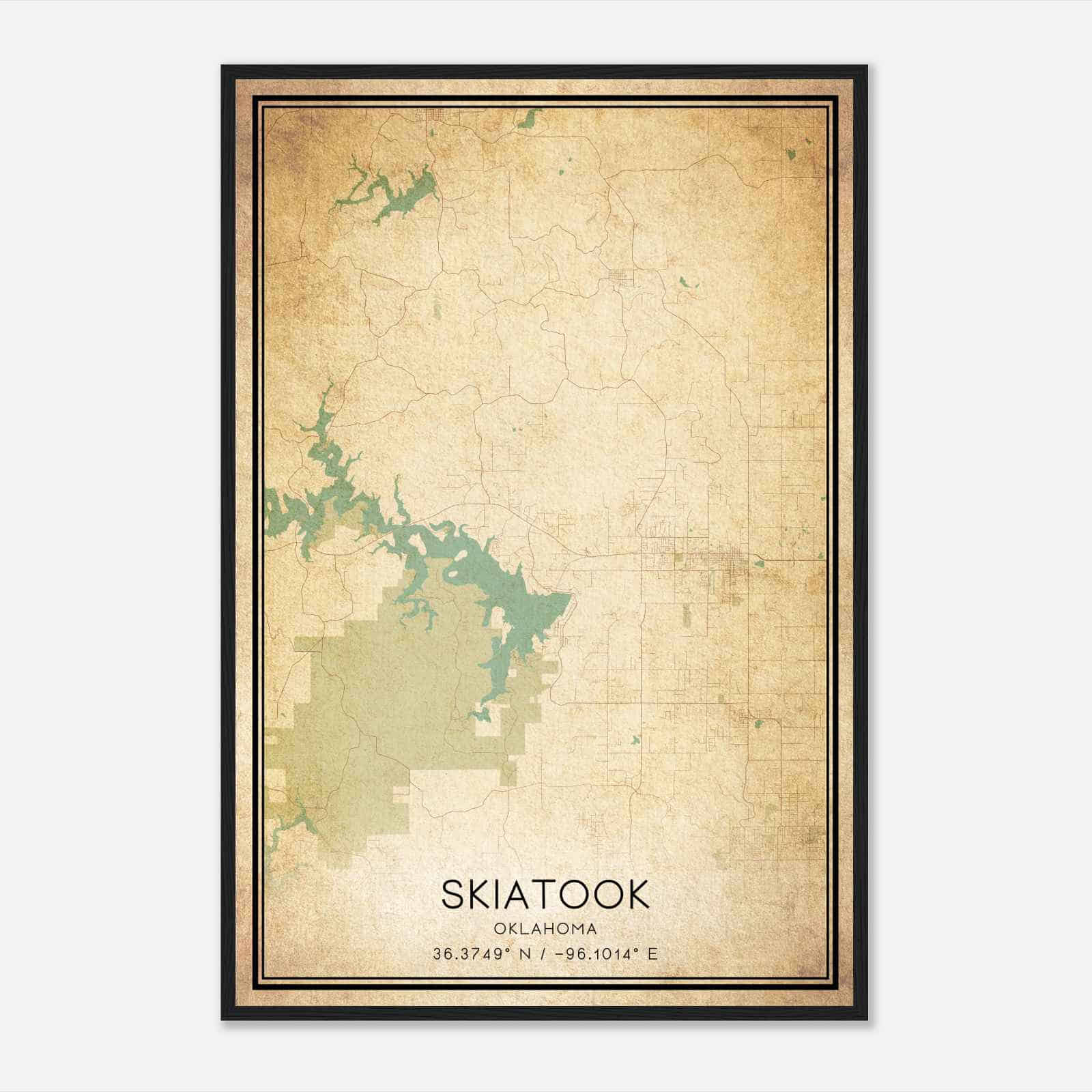 Vintage Skiatook Oklahoma Map Poster, Modern Home Decor Wall Art Print