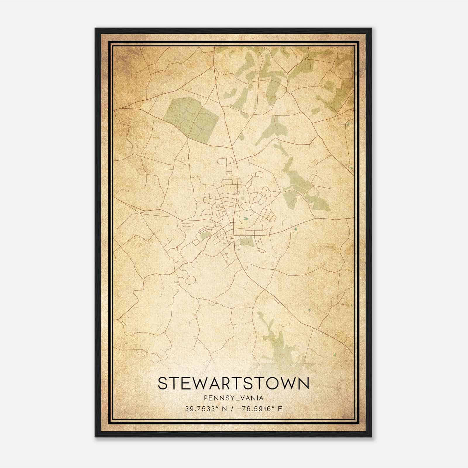 Vintage Stewartstown Pennsylvania Map Poster, Modern Home Decor Wall