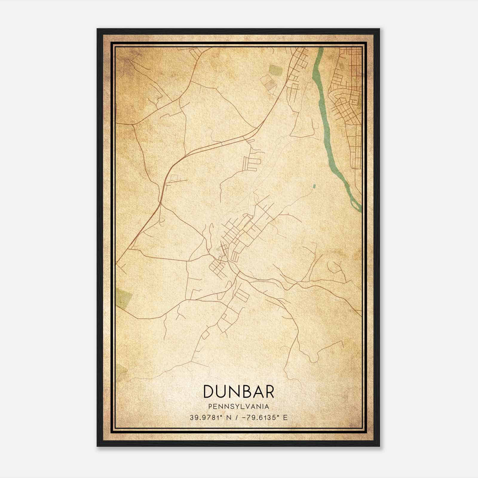 Vintage Dunbar Pennsylvania Map Poster, Modern Home Decor Wall Art Print Vintage Dunbar Pennsylvania Map Poster, Modern Home Decor Wall Art Print