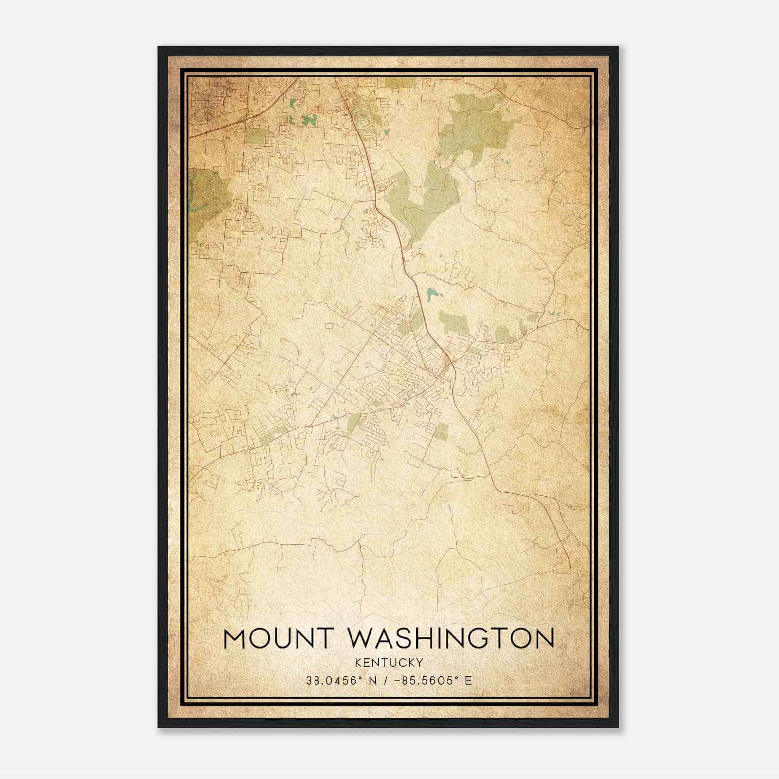 Vintage Mount Washington Kentucky Map Poster, Modern Home Decor Wall Art Print