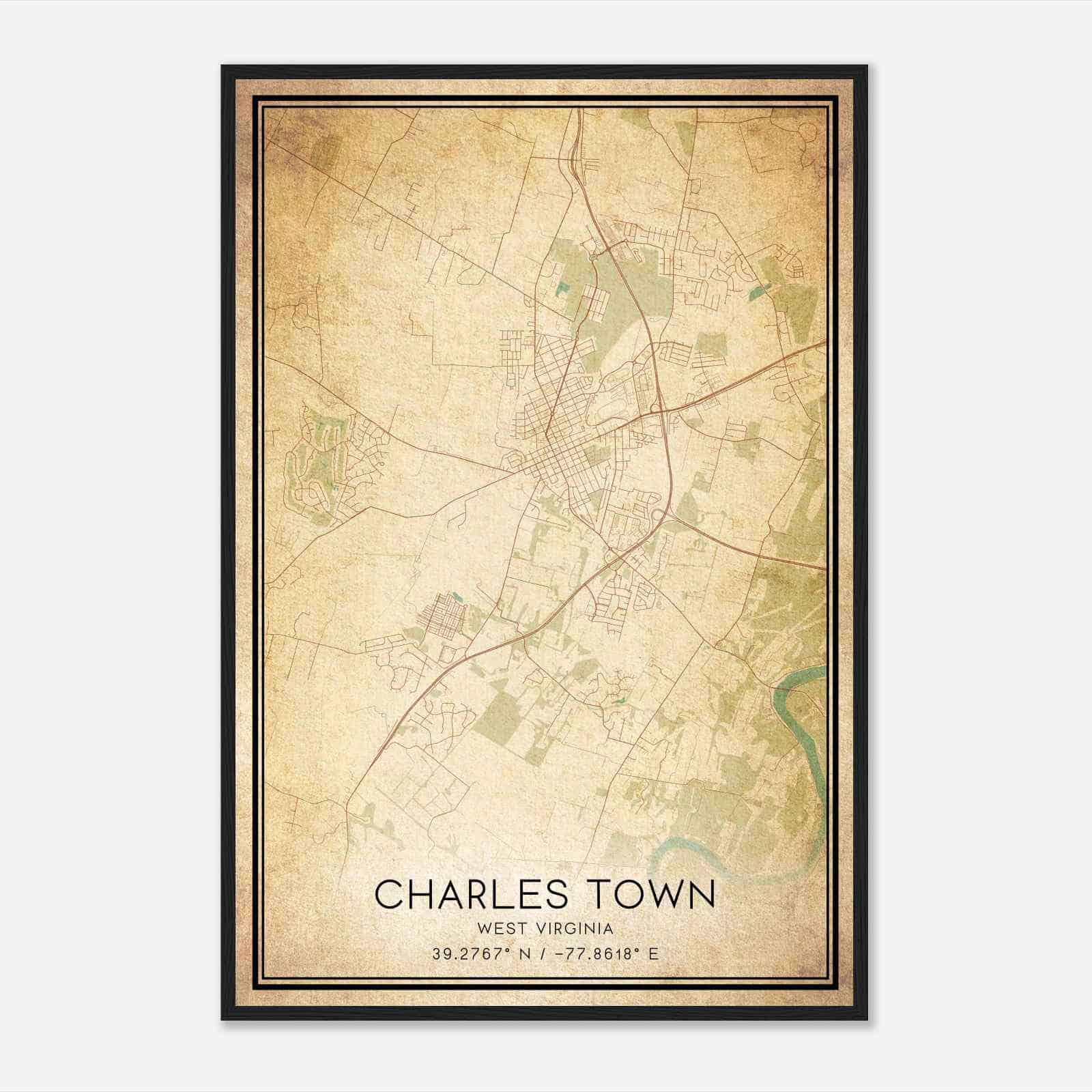 Vintage Charles Town West Virginia Map Poster, Modern Home Decor Wall Art Print Vintage Charles Town West Virginia Map Poster, Modern Home Decor Wall Art Print