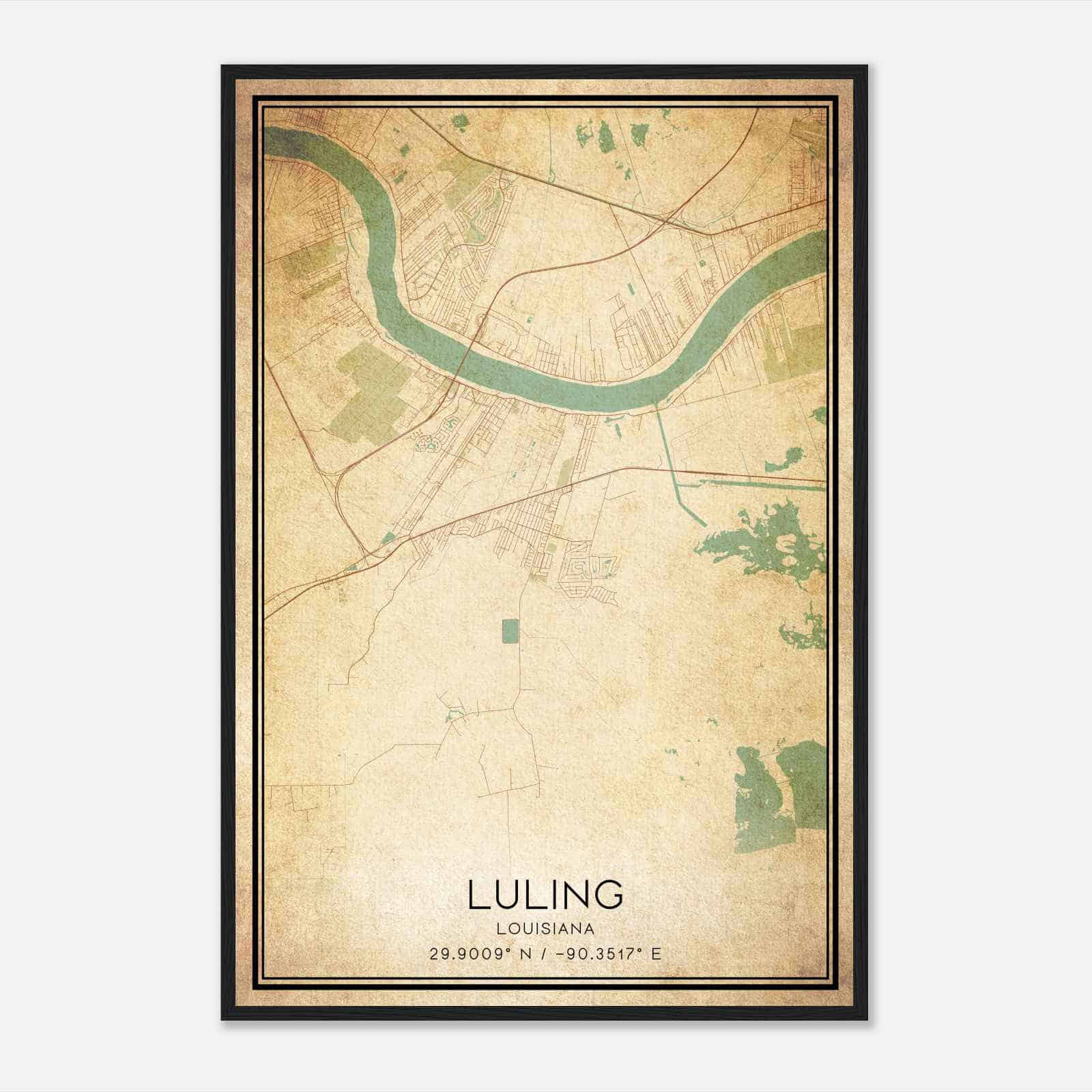 Vintage Luling Louisiana Map Poster, Modern Home Decor Wall Art Print