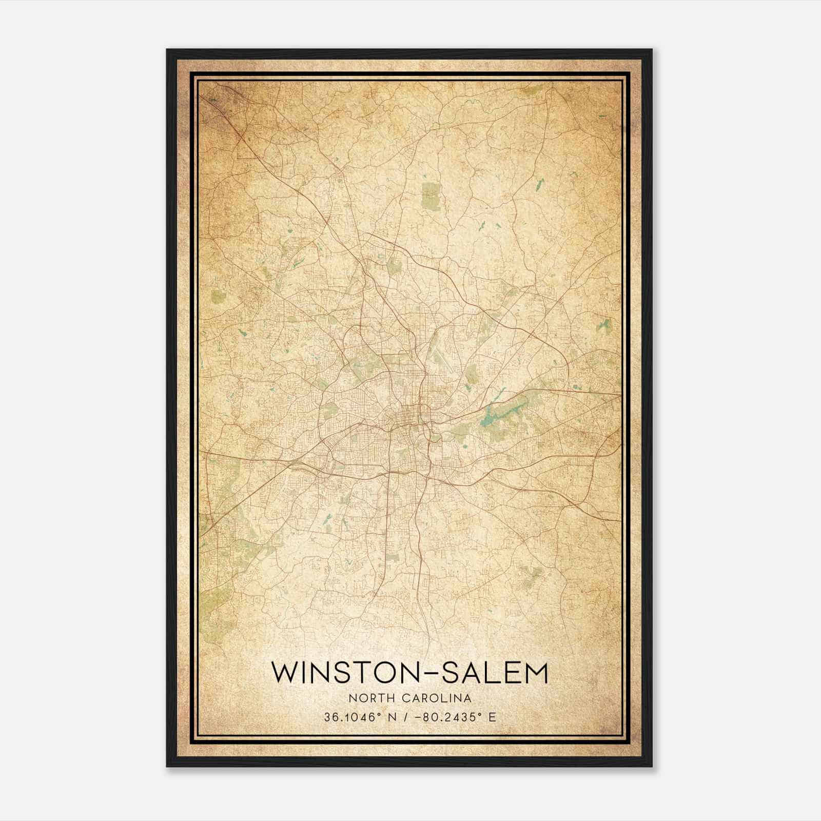 Vintage Winston-Salem North Carolina Map Poster, Modern Home Decor Wall Art Print Vintage Winston-Salem North Carolina Map Poster, Modern Home Decor Wall Art Print