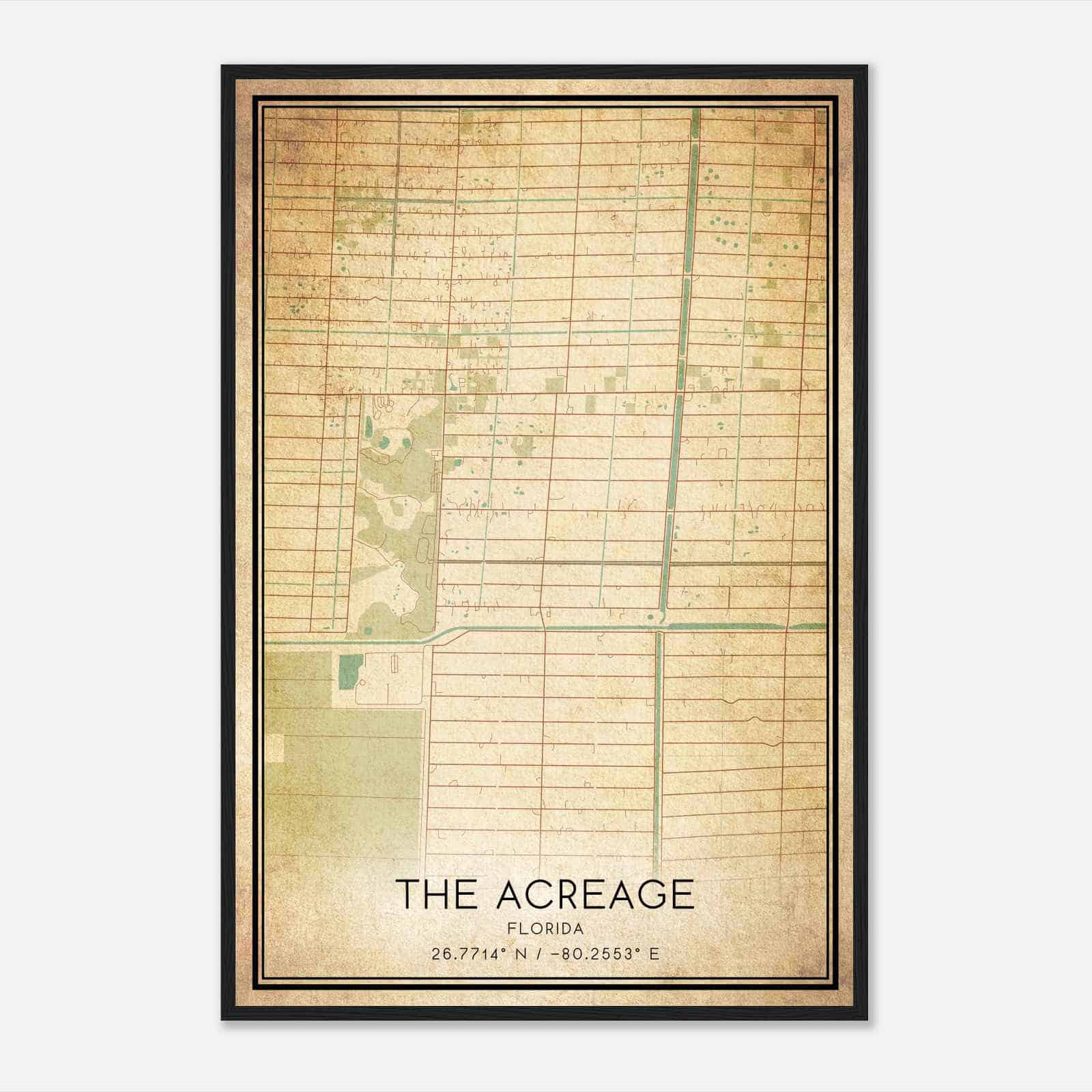 Vintage The Acreage Florida Map Poster, Modern Home Decor Wall Art Print