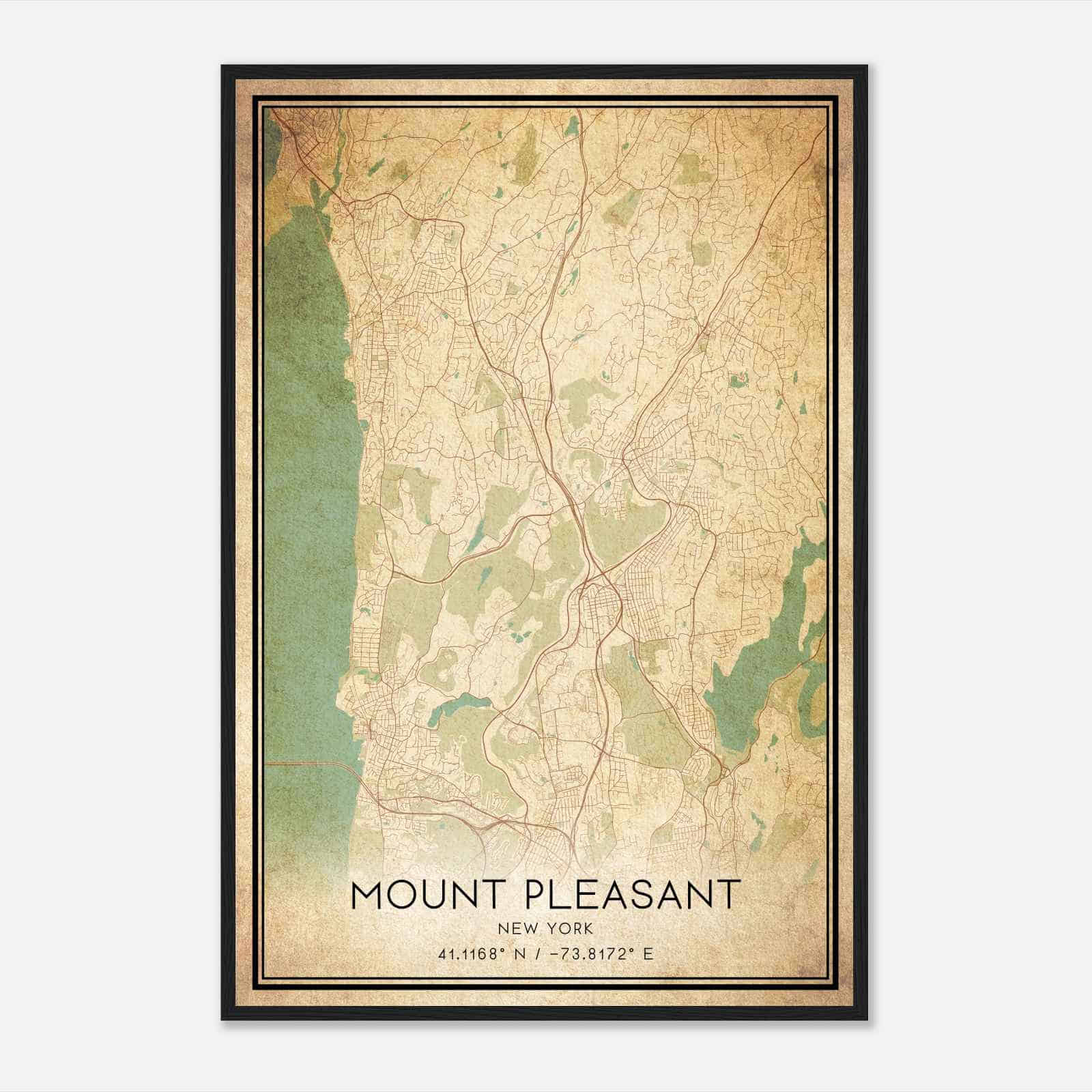 Vintage Mount Pleasant New York Map Poster, Modern Home Decor Wall Art Print