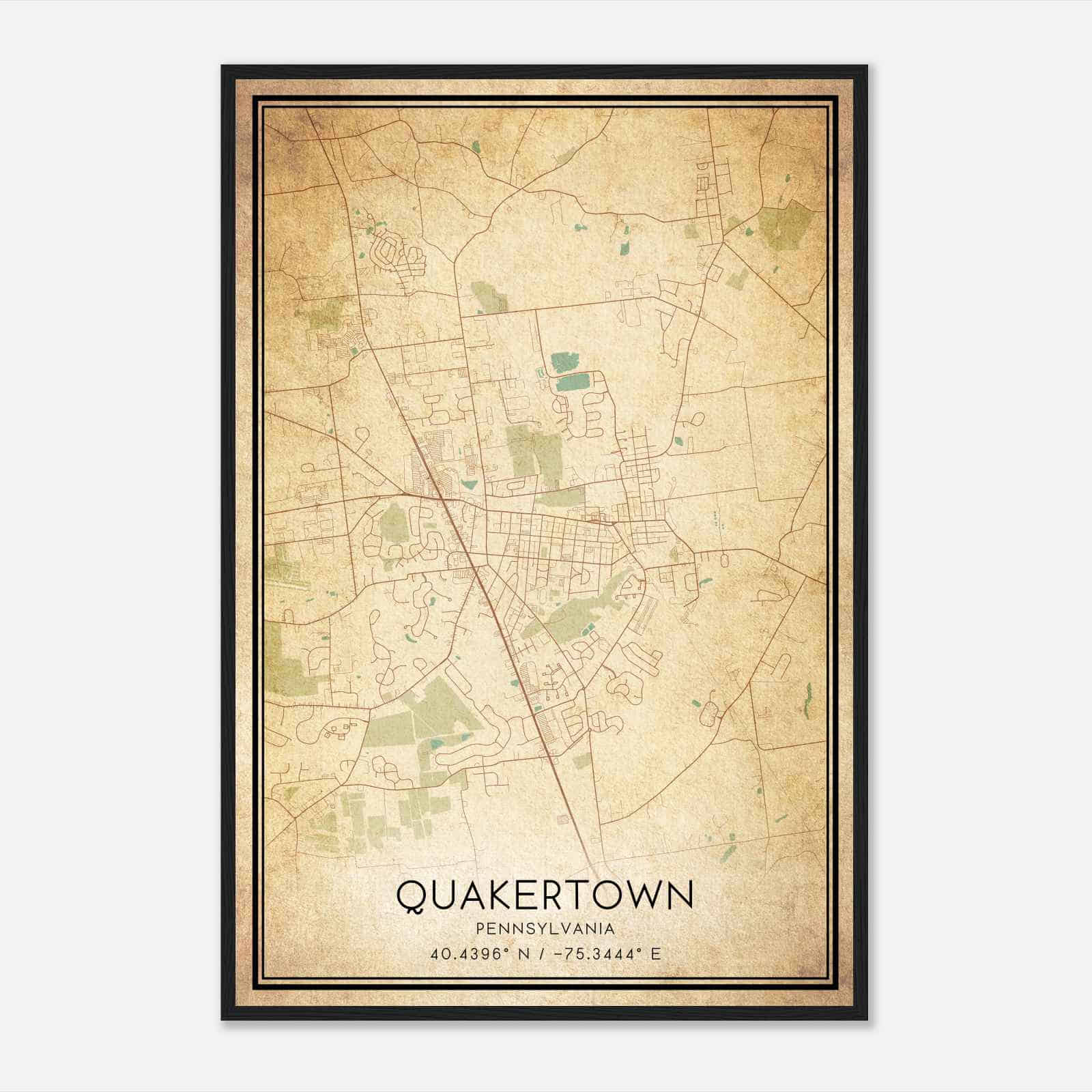 Vintage Quakertown Pennsylvania Map Poster, Modern Home Decor Wall Art Print