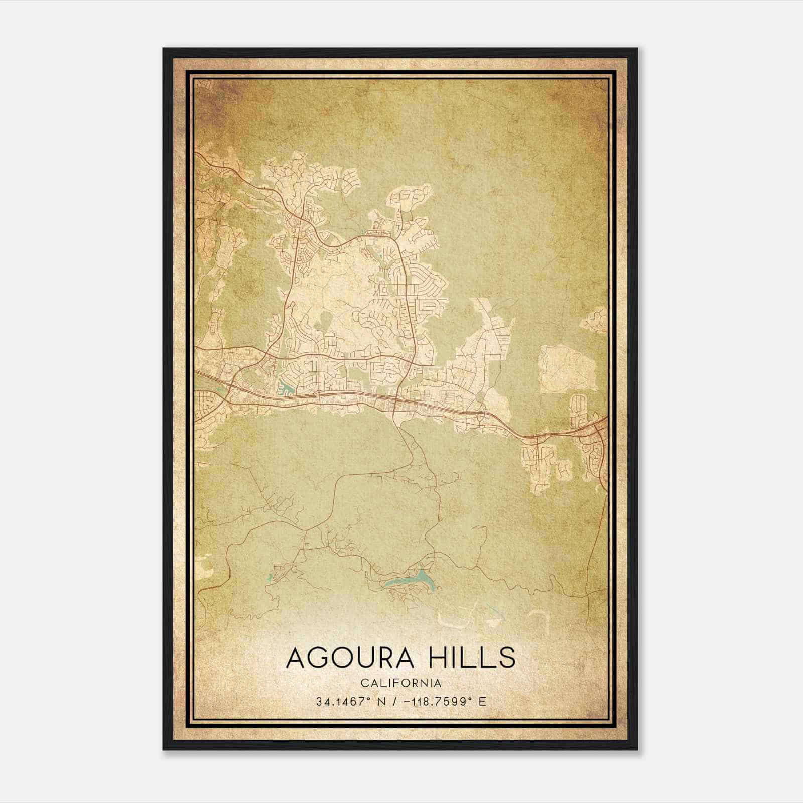 Vintage Agoura Hills California Map Poster, Modern Home Decor Wall Art Print Vintage Agoura Hills California Map Poster, Modern Home Decor Wall Art Print